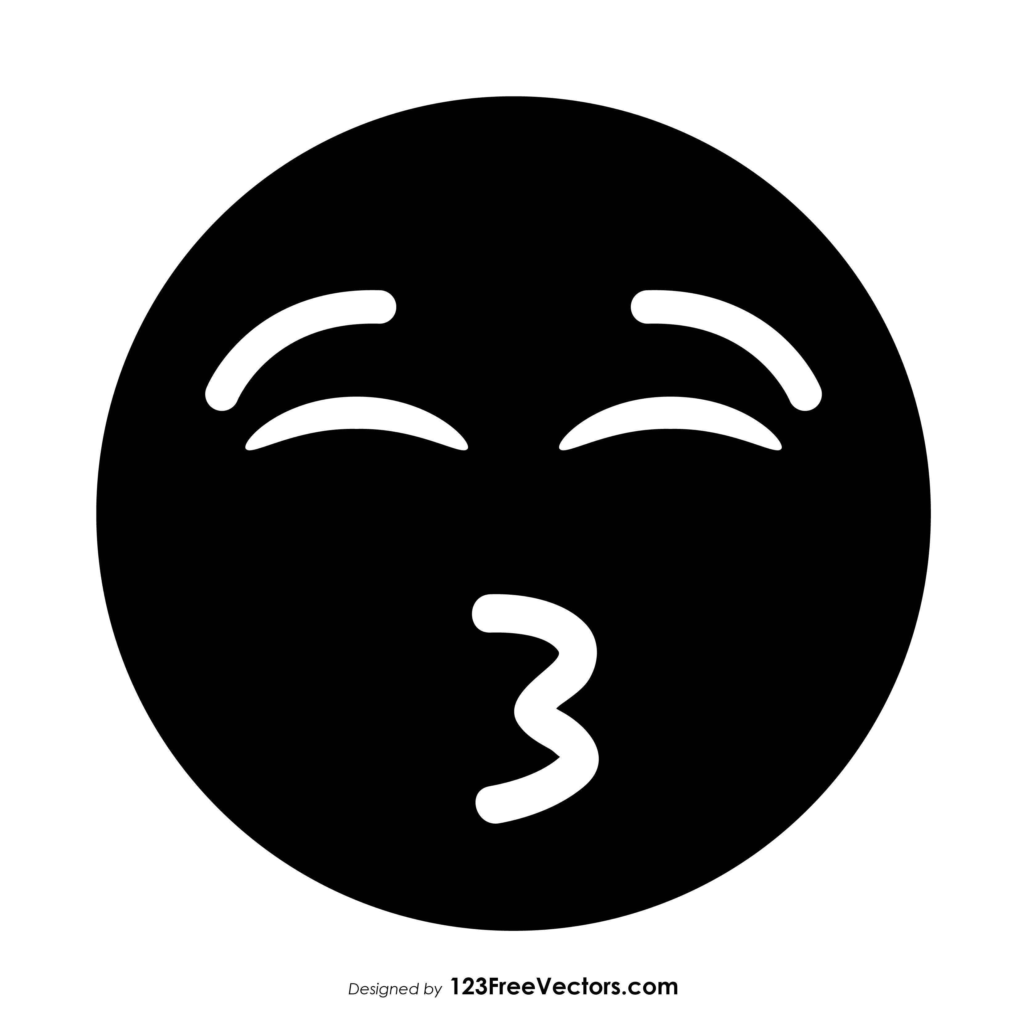 Black Kissing Face with Closed Eyes Emoji