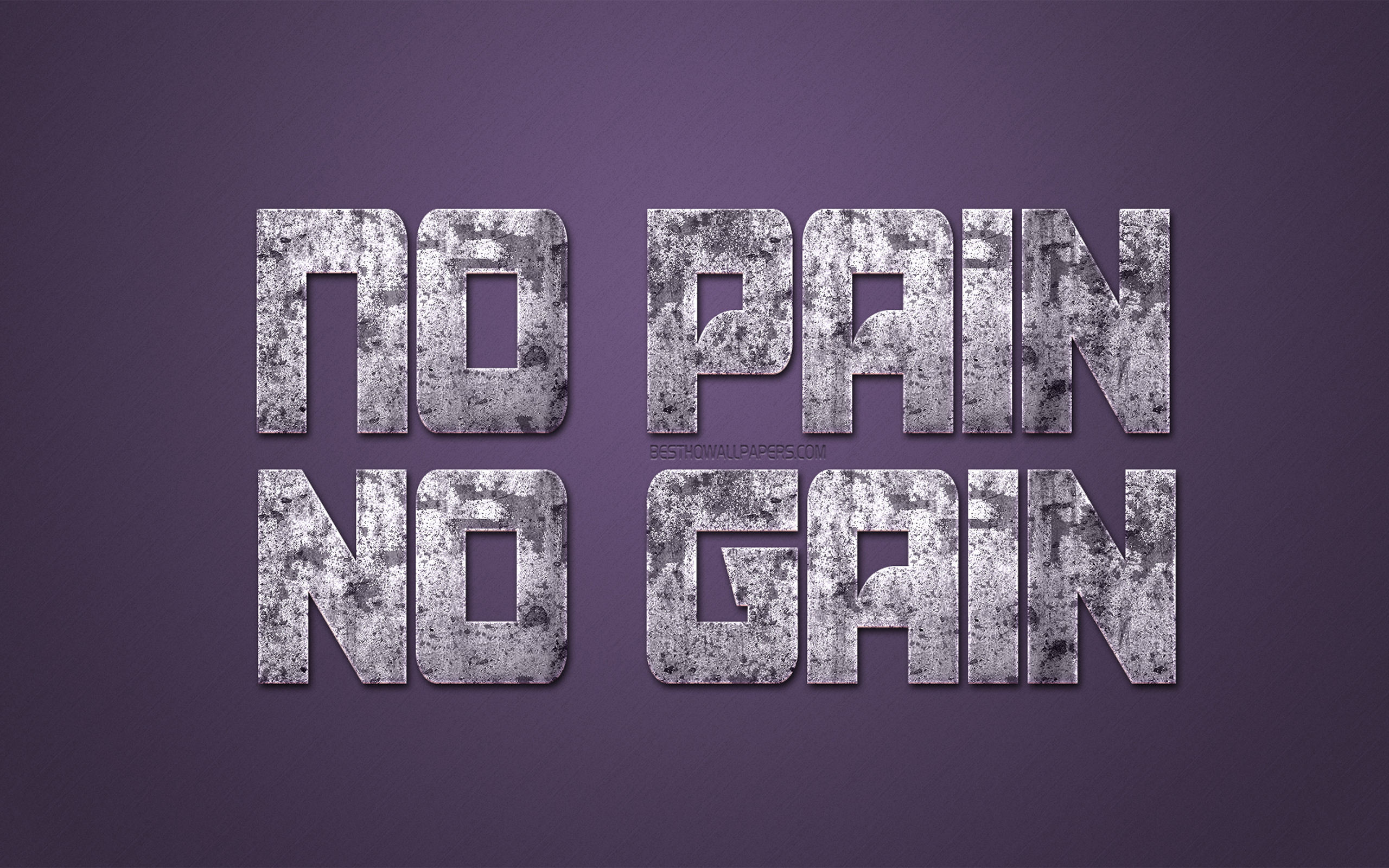 Download wallpaper No pain no gain, grunge art, stone letters, motivation quotes, inspiration for desktop with resolution 2560x1600. High Quality HD picture wallpaper