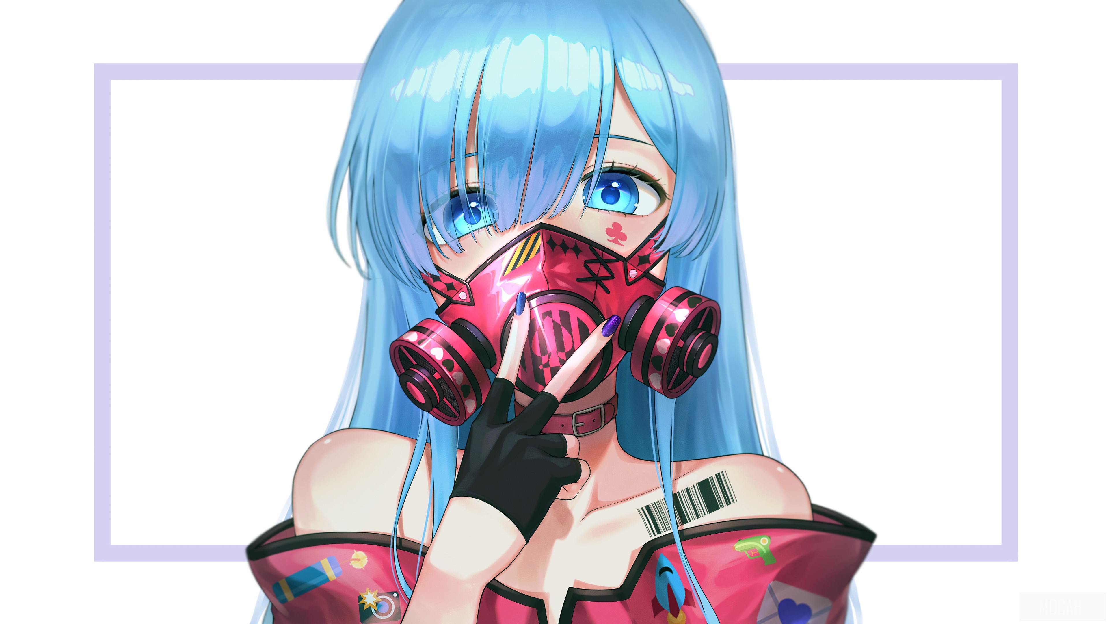 Anime, Girls, Blue Hair, Gas Mask 4k wallpaper. Mocah HD Wallpaper