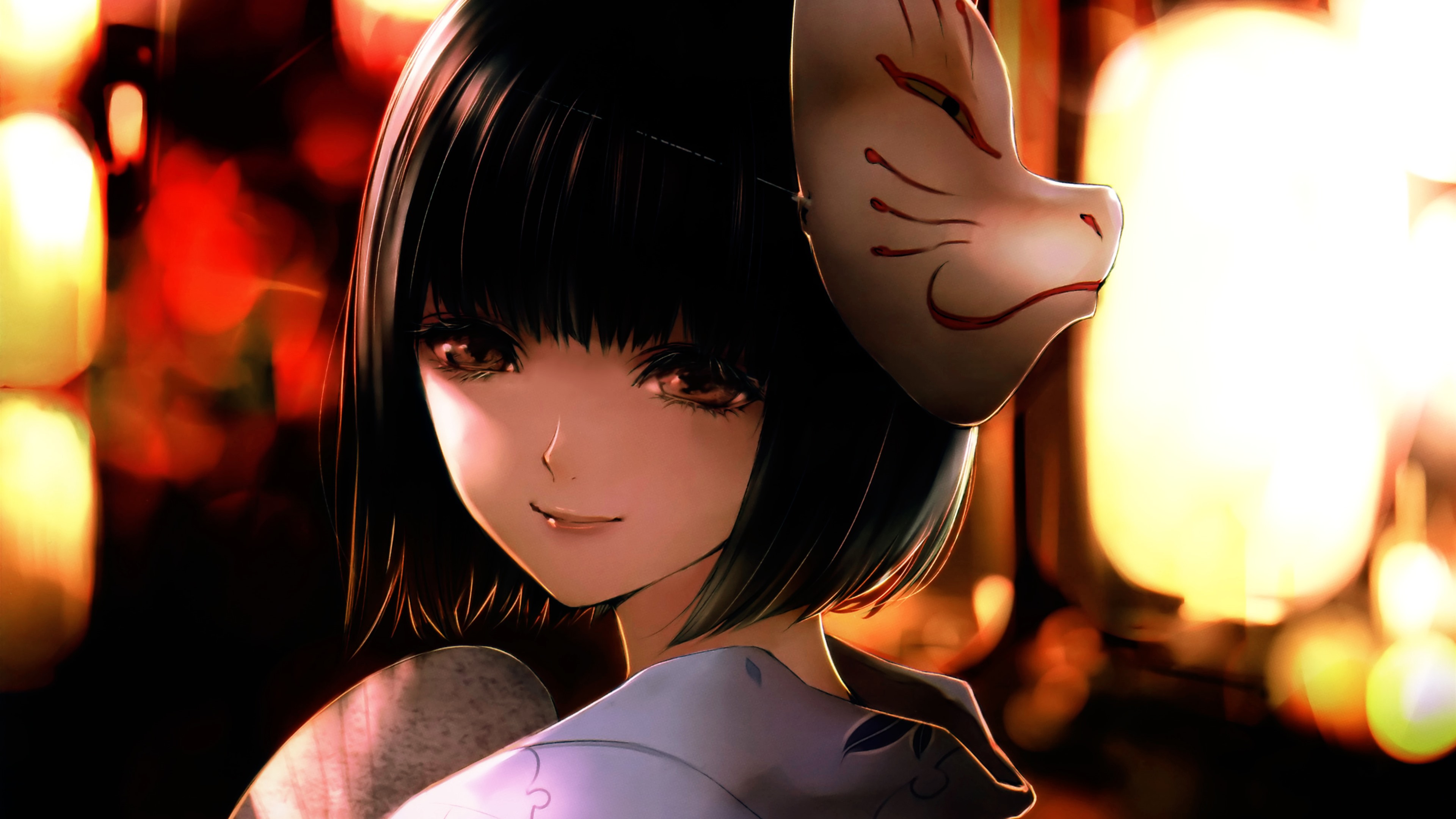 Wallpaper Short hair Japanese anime girl, mask 3840x2160 UHD 4K Picture, Image