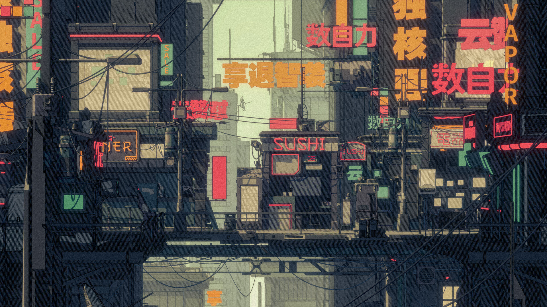 Japan cyberpunk wallpaper by Hovederutre - Download on ZEDGE™