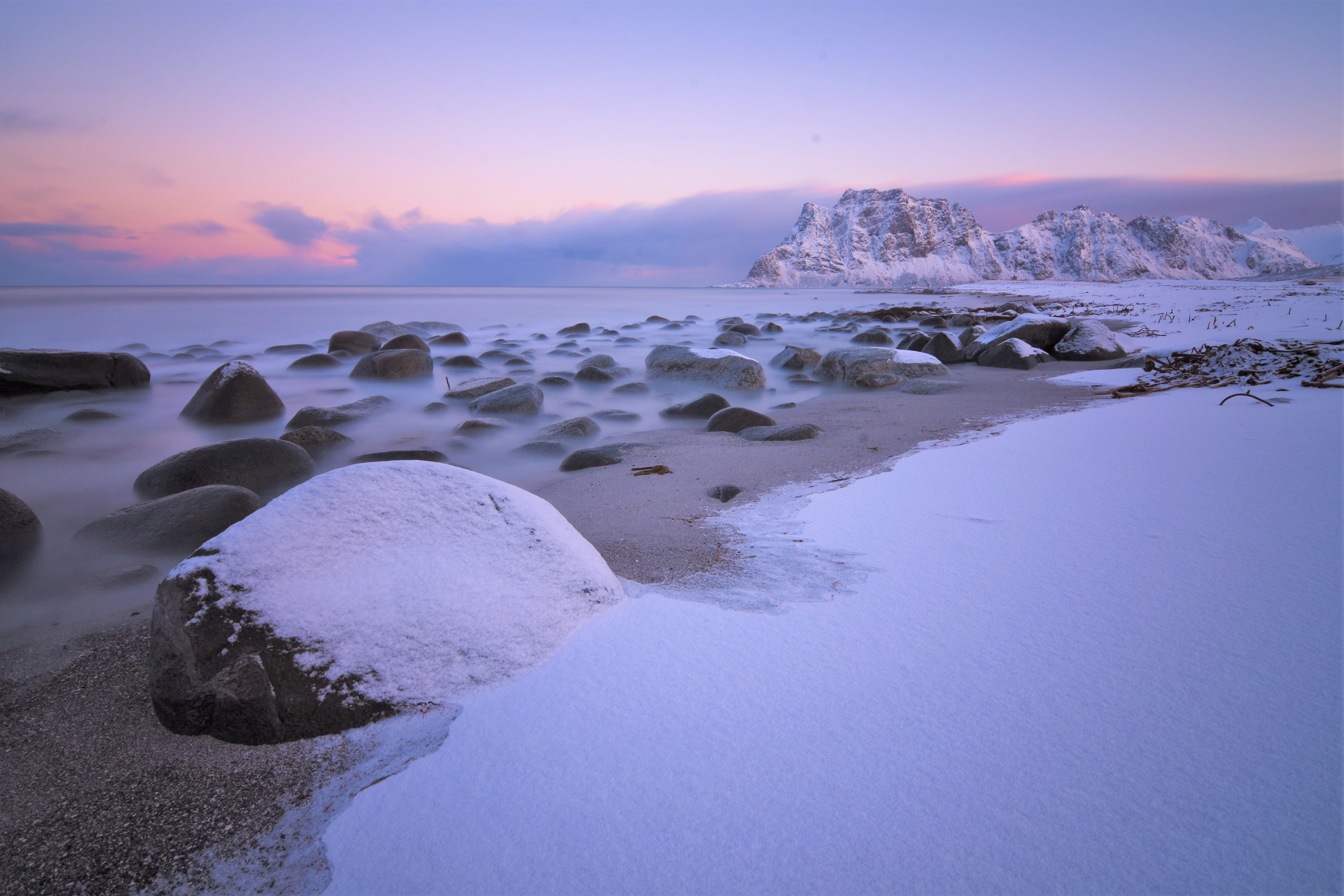 Soft Snow On Uttakleiv Beach 5k, HD Nature, 4k Wallpaper, Image, Background, Photo and Picture
