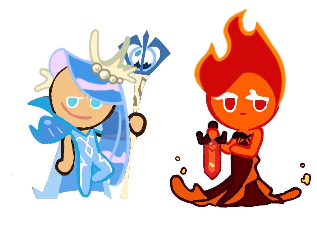Sea spirit cookie and fire fairy cookie