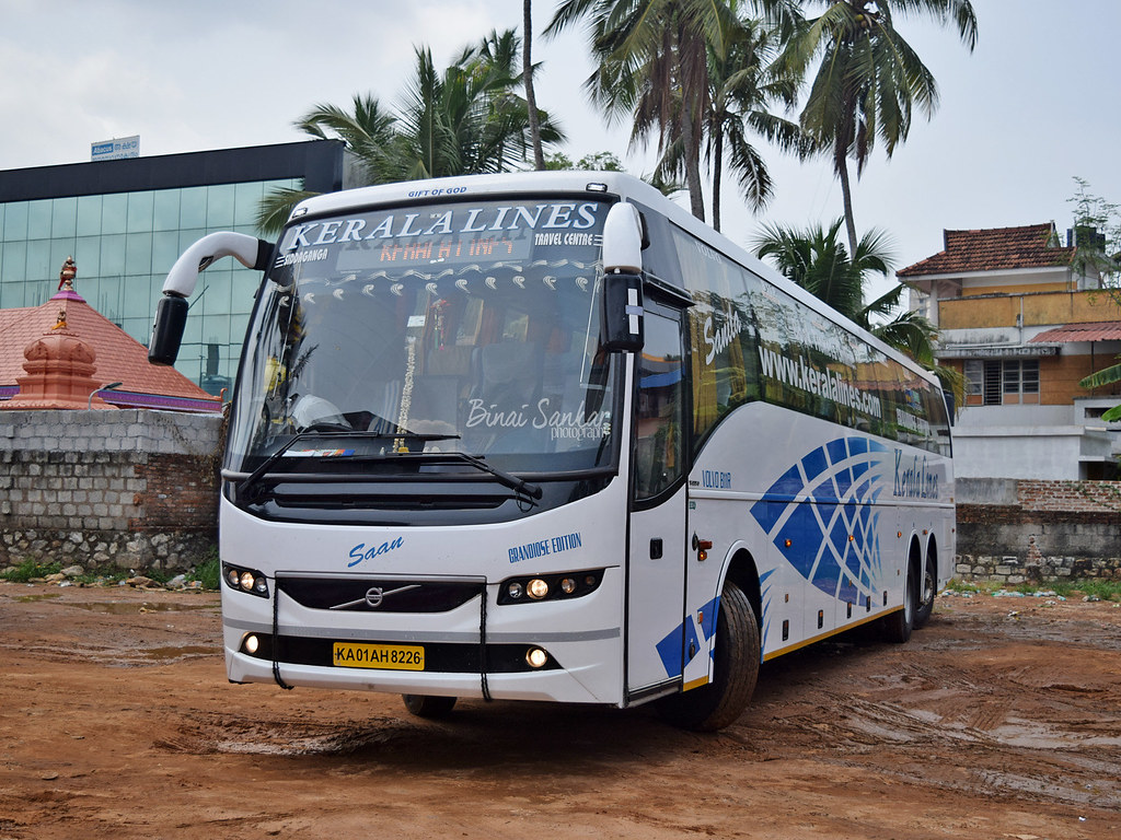 Kerala Lines. Volvo B11R 14.5m Coach KA 01 AH 8226 At Triva