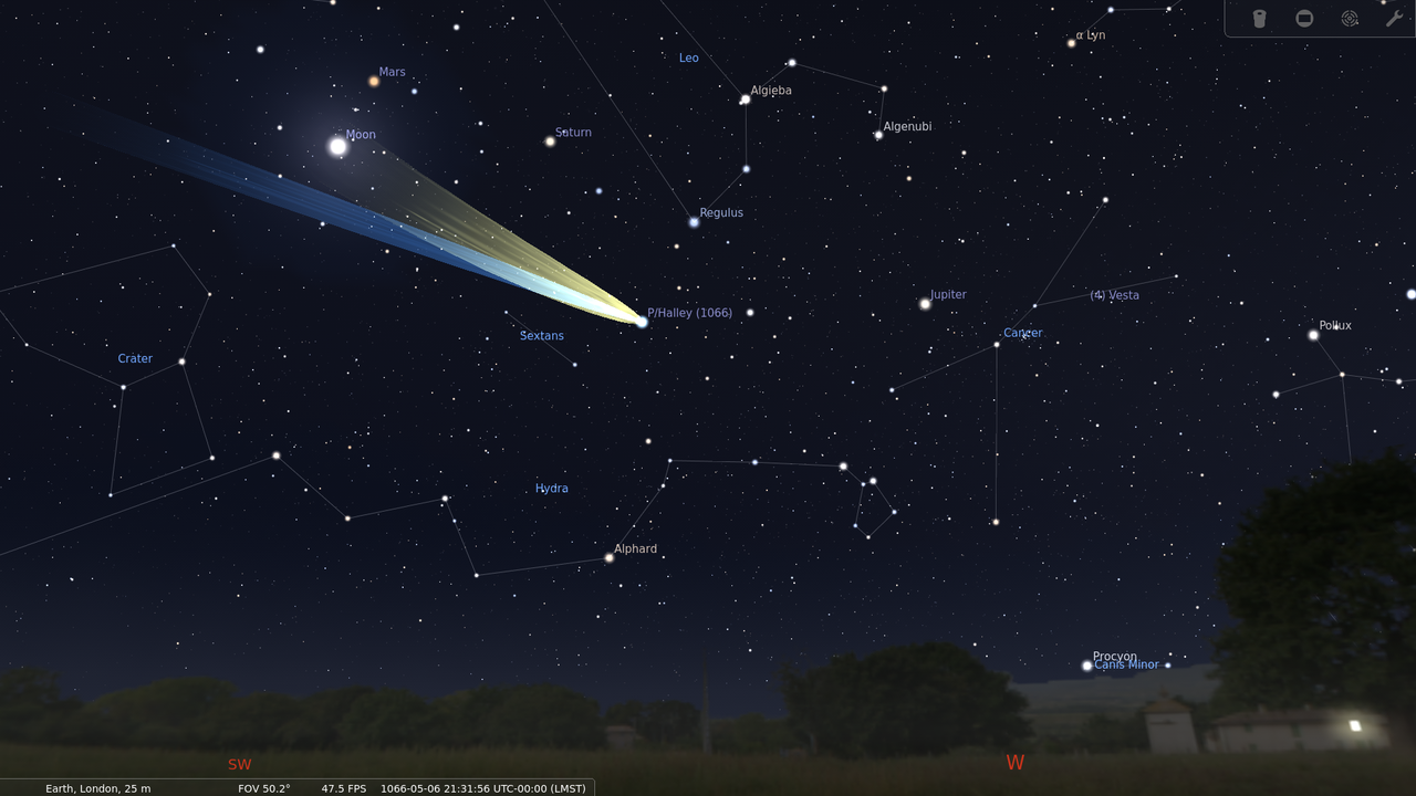 Comet Halley From London On 1066 05 06.png