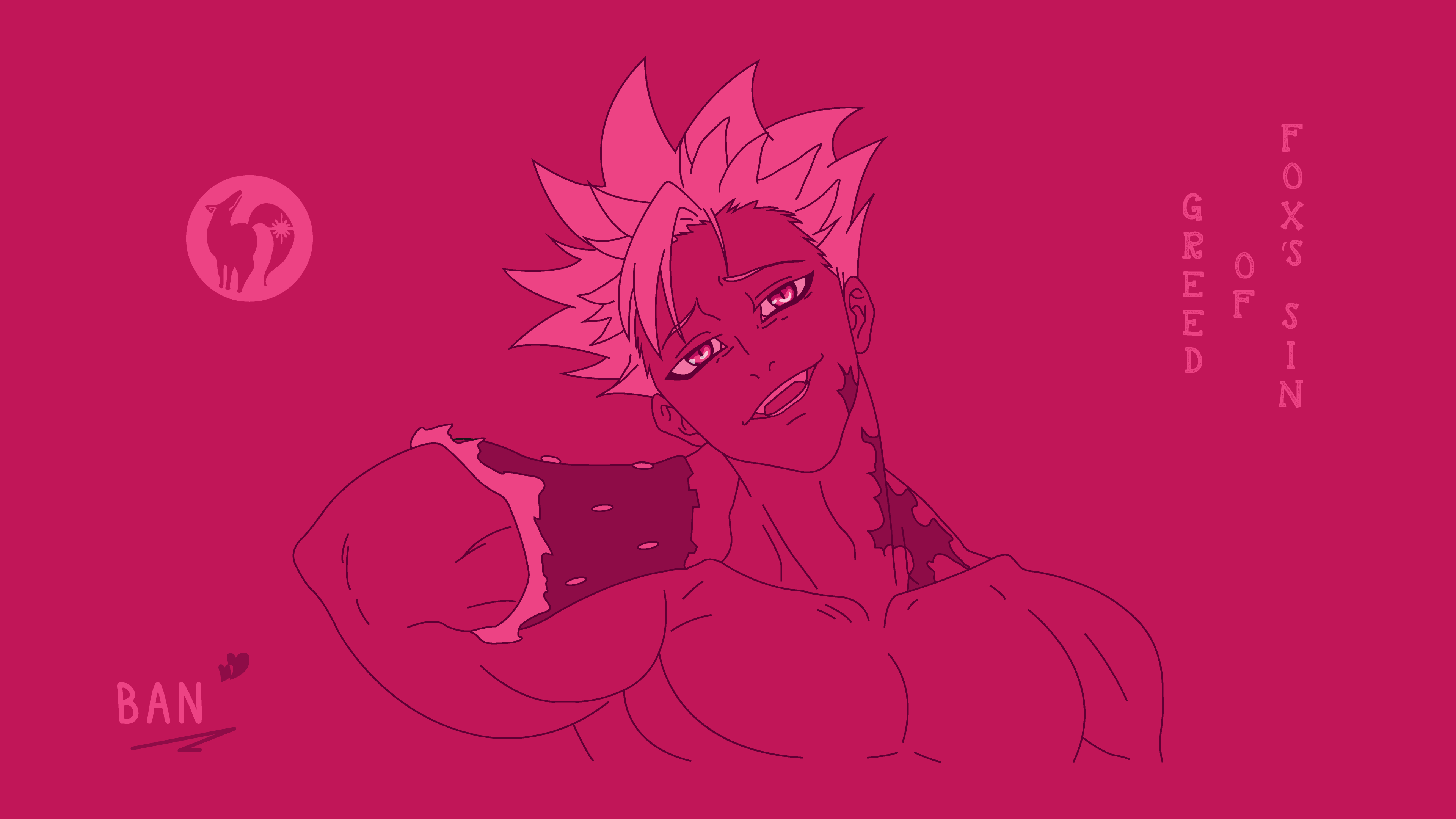 Wallpaper, Ban character, Ban Sin of Greed, Seven Deadly Sins, pink, Greed character, fox tail, anime boys 3840x2160