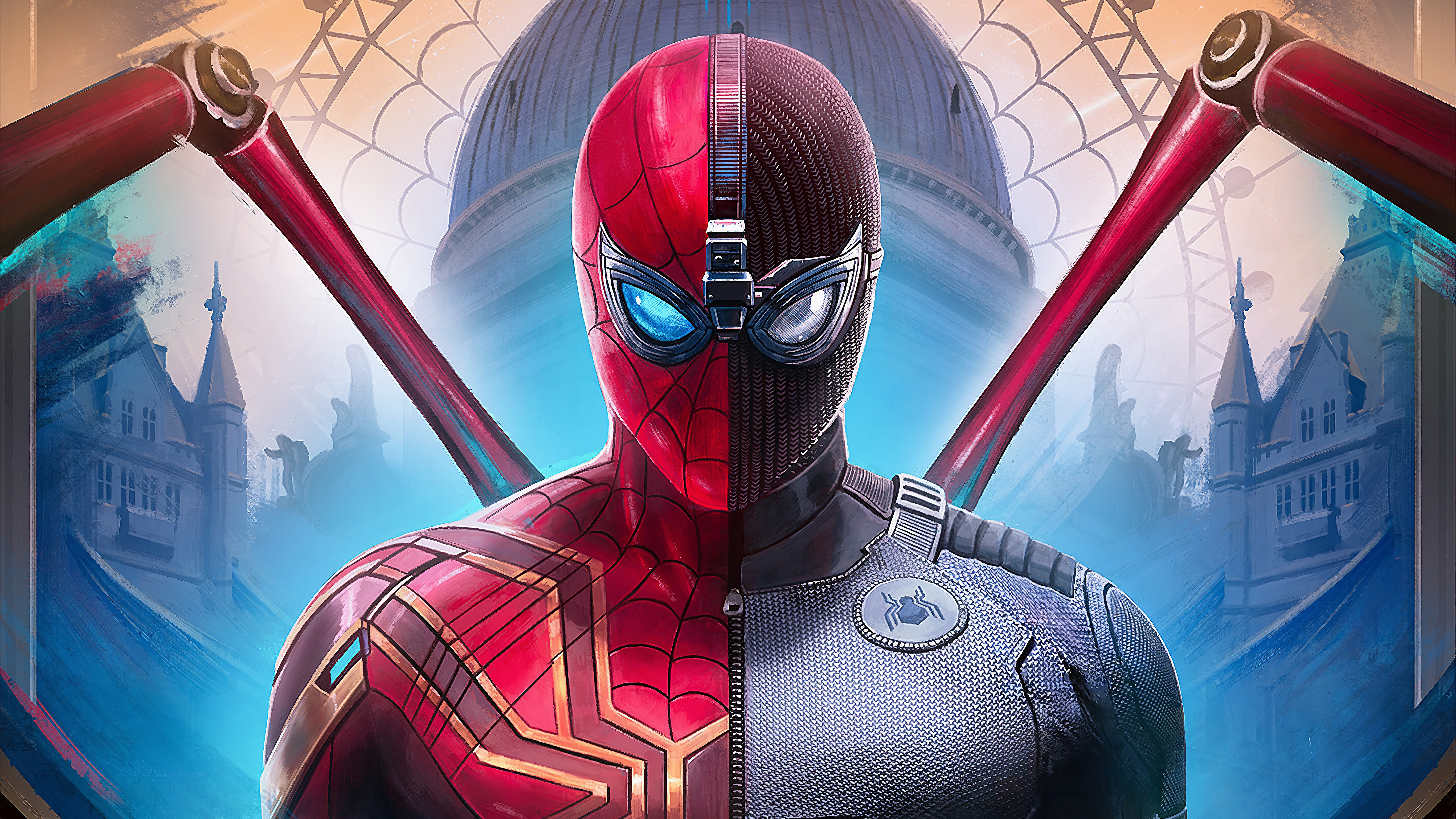 Spider Man Far From Home Iron Spider Stealth Suit 8K Wallpaper