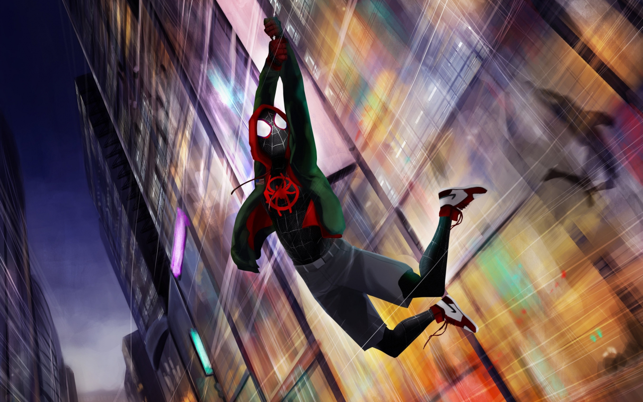 Download 1280x800 Wallpaper Movie, Animated, Spider Verse, Miles Morales, Swing, Full Hd, Hdtv, Fhd, 1080p, Widescreen, 1280x800 HD Image, Background, 17798