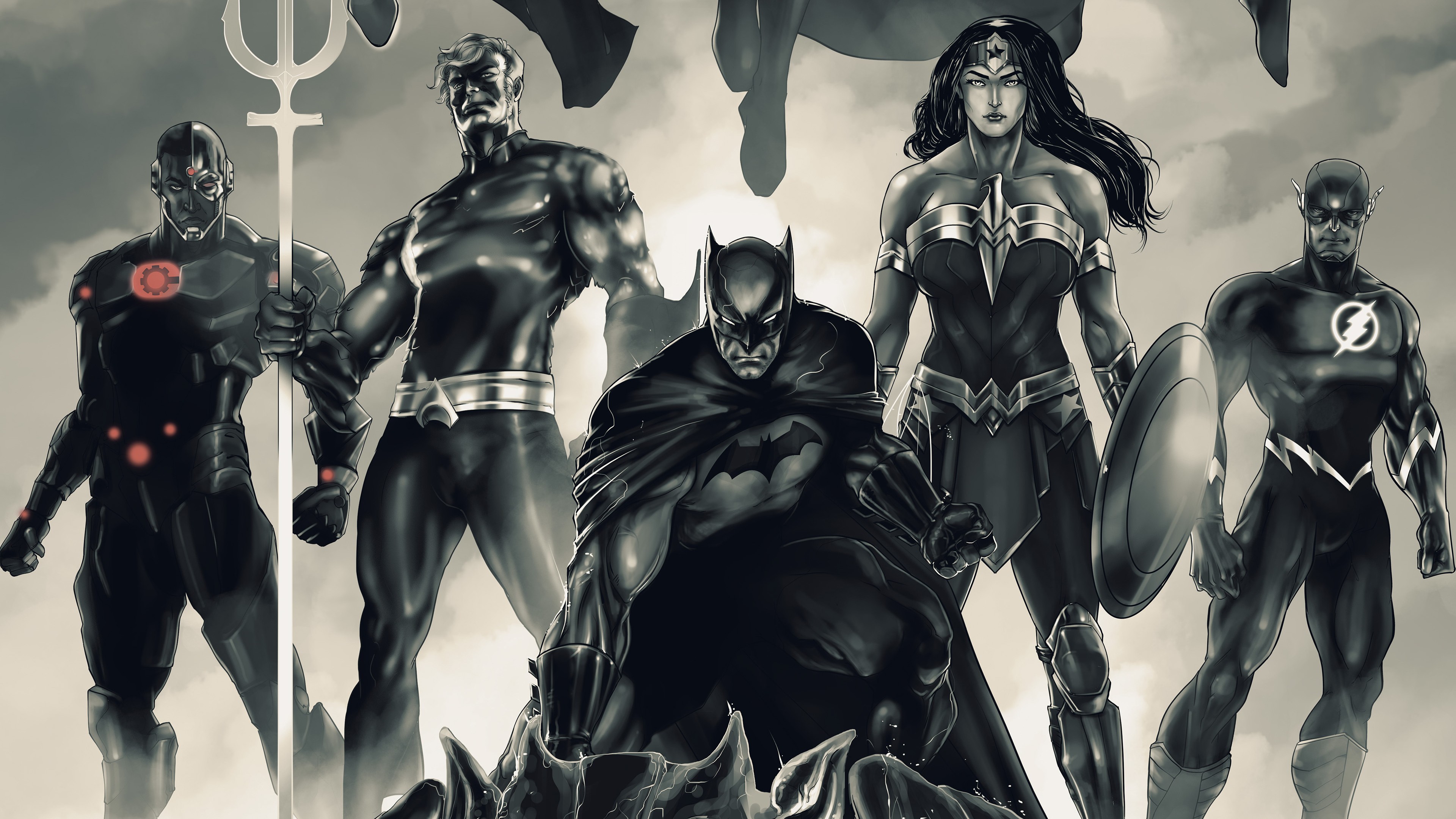 Justice League Monochrome 4K HD Movies Wallpaper