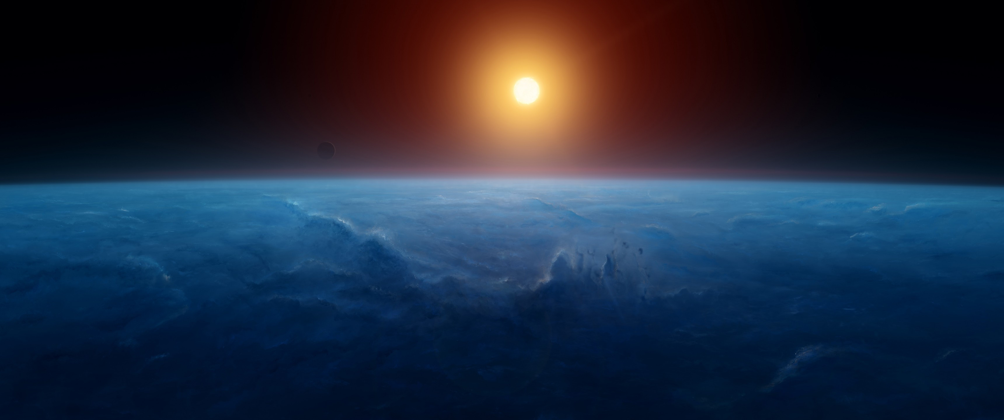 Download 3440x1440 Sun, Earth, Horizon, Galaxy Wallpaper