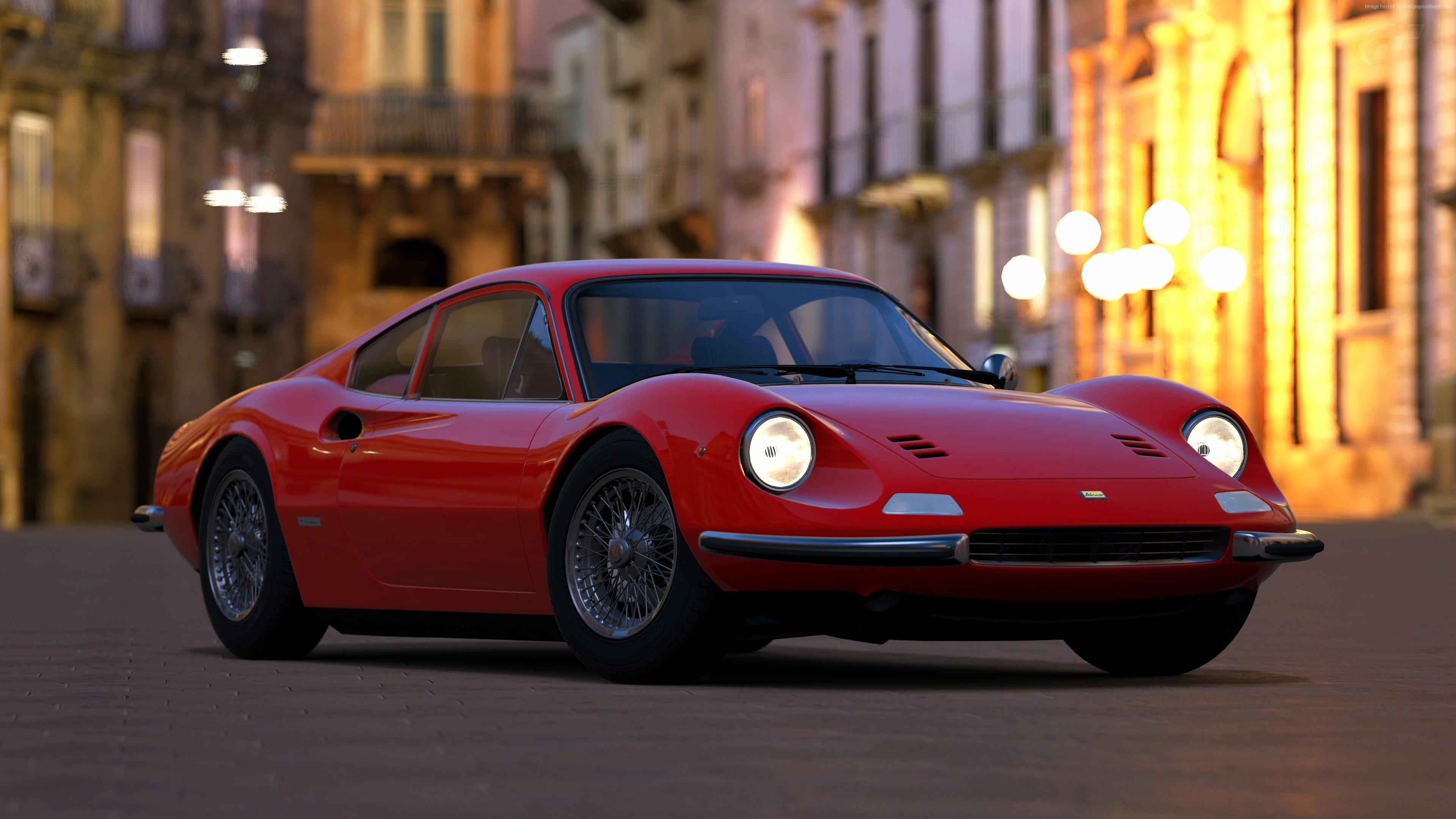 Desktop Wallpaper Ferrari Dino, Sports Car, Red, 4k, HD Image, Picture, Background, Clvrc