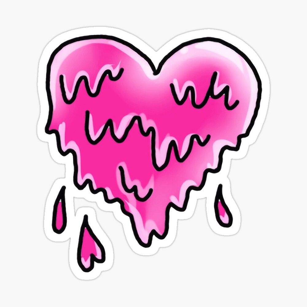 Melting Heart Sticker by deathtoprint. Heart stickers, Skull coloring pages, Cartoon heart