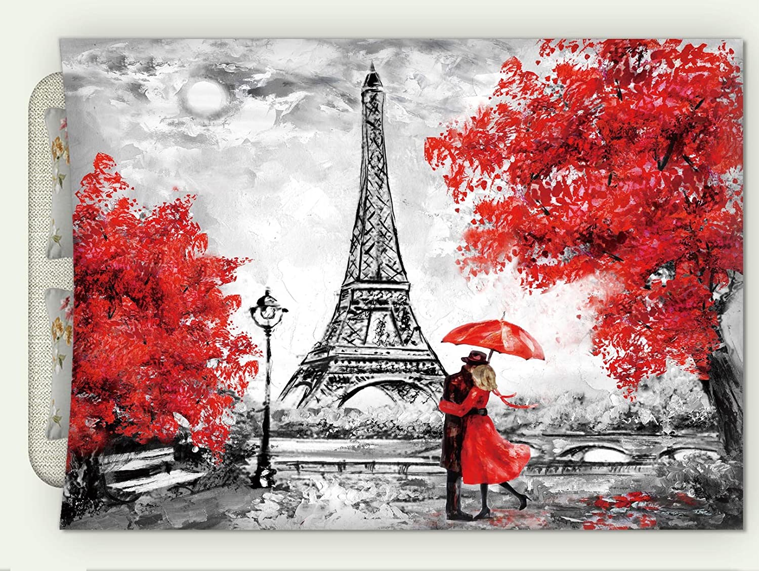 Minicoso Custom Flannel Throw Blanket Oil Painting Paris European City Landscape France Wallpaper Eiffel Tower Black White and Red Autumn Winter Warm HD Digitals Print Blanketry, 71 W x 59 H