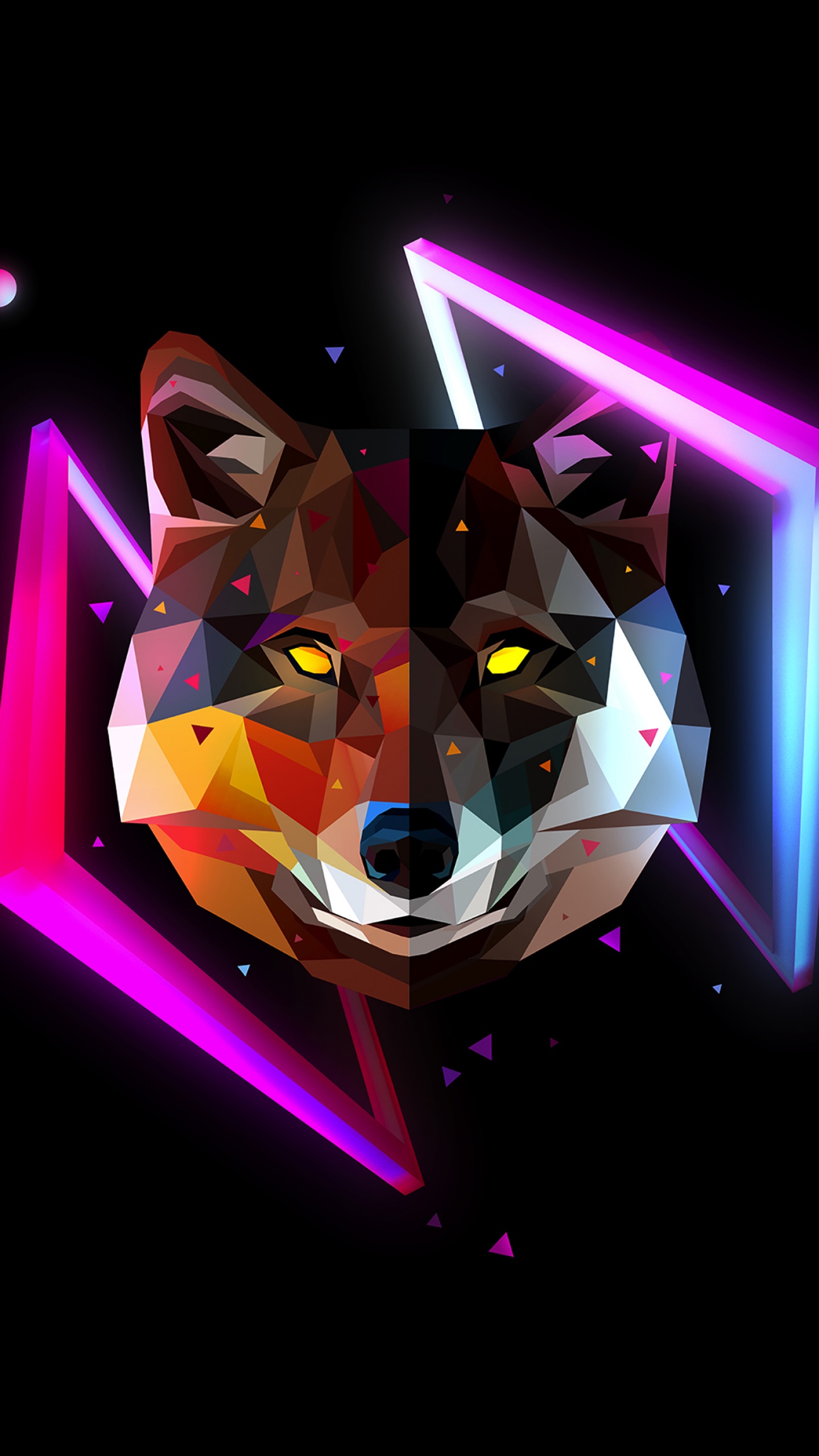 Wolf Wallpaper 4K, Wild, Low poly, Artwork, AMOLED, Graphics CGI