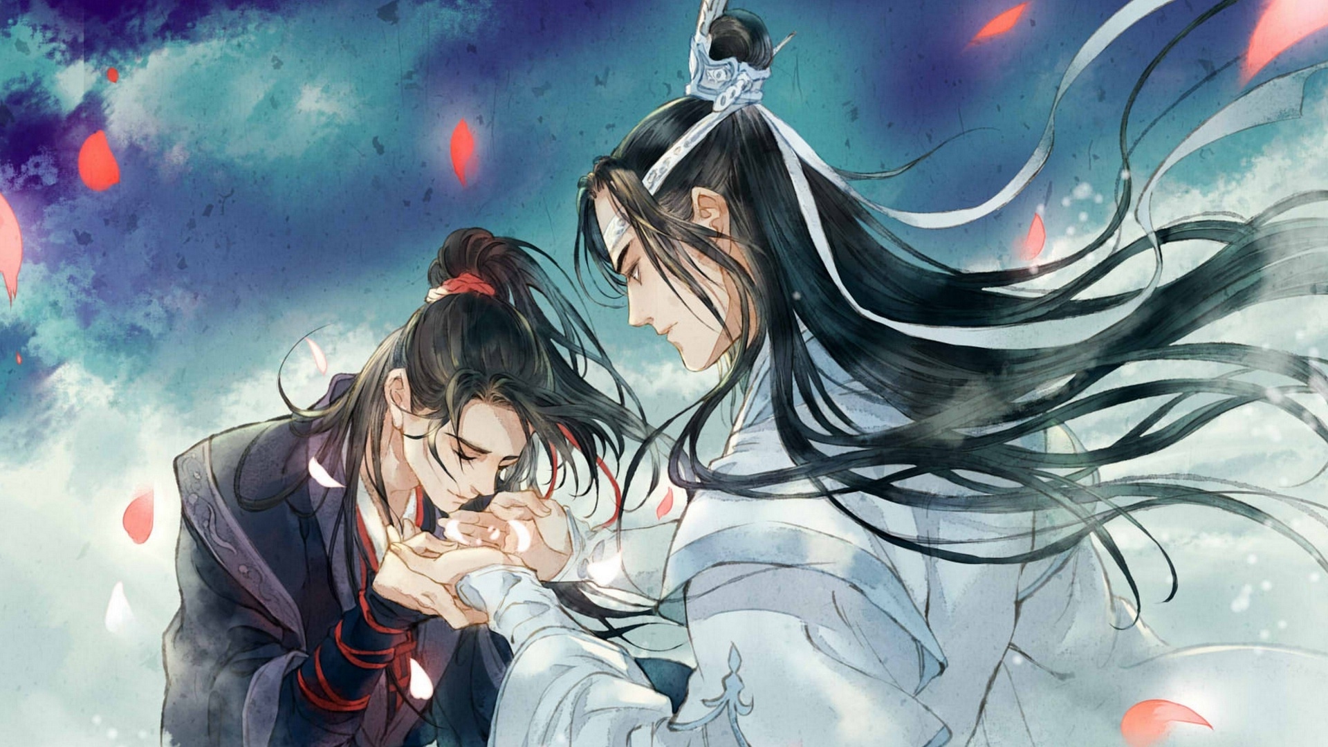 Anime, Mo Dao Zu Shi, Wei Ying, Wei Wuxian, Lan Wangji, Lan Zhan, Kiss, HD  wallpaper