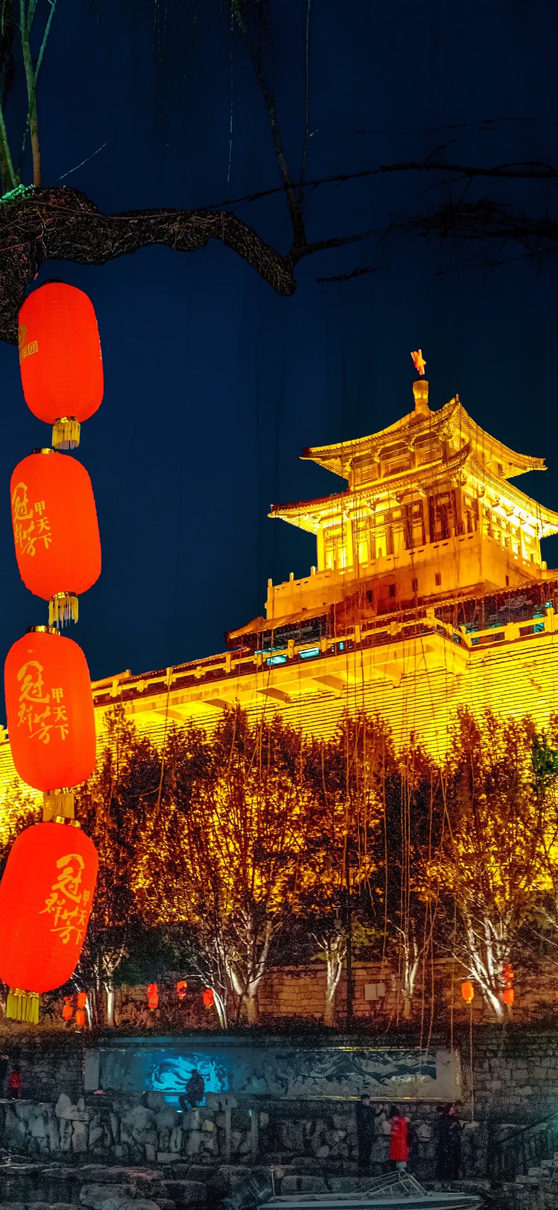 Wallpaper Ancient city building, lanterns, night, lights, China 3840x2160 UHD 4K Picture, Image