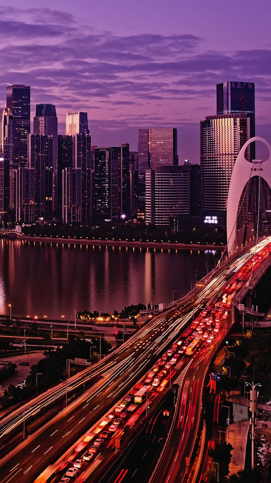 1080x1920 china, world, hd, buildings, city, night, traffic, bridge for iPhone 6, 7, 8 wallpaper