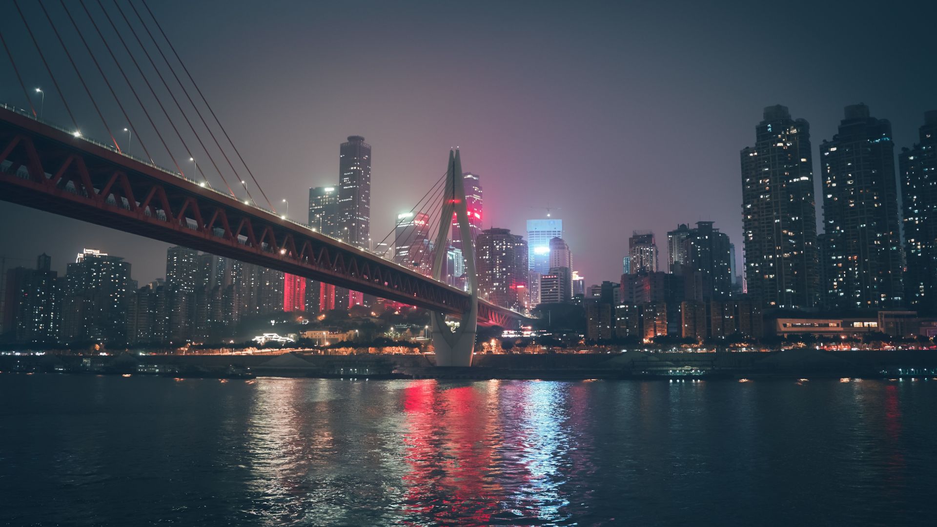 Desktop wallpaper night, bridge, china's city, buildings, HD image, picture, background, 61eaa8