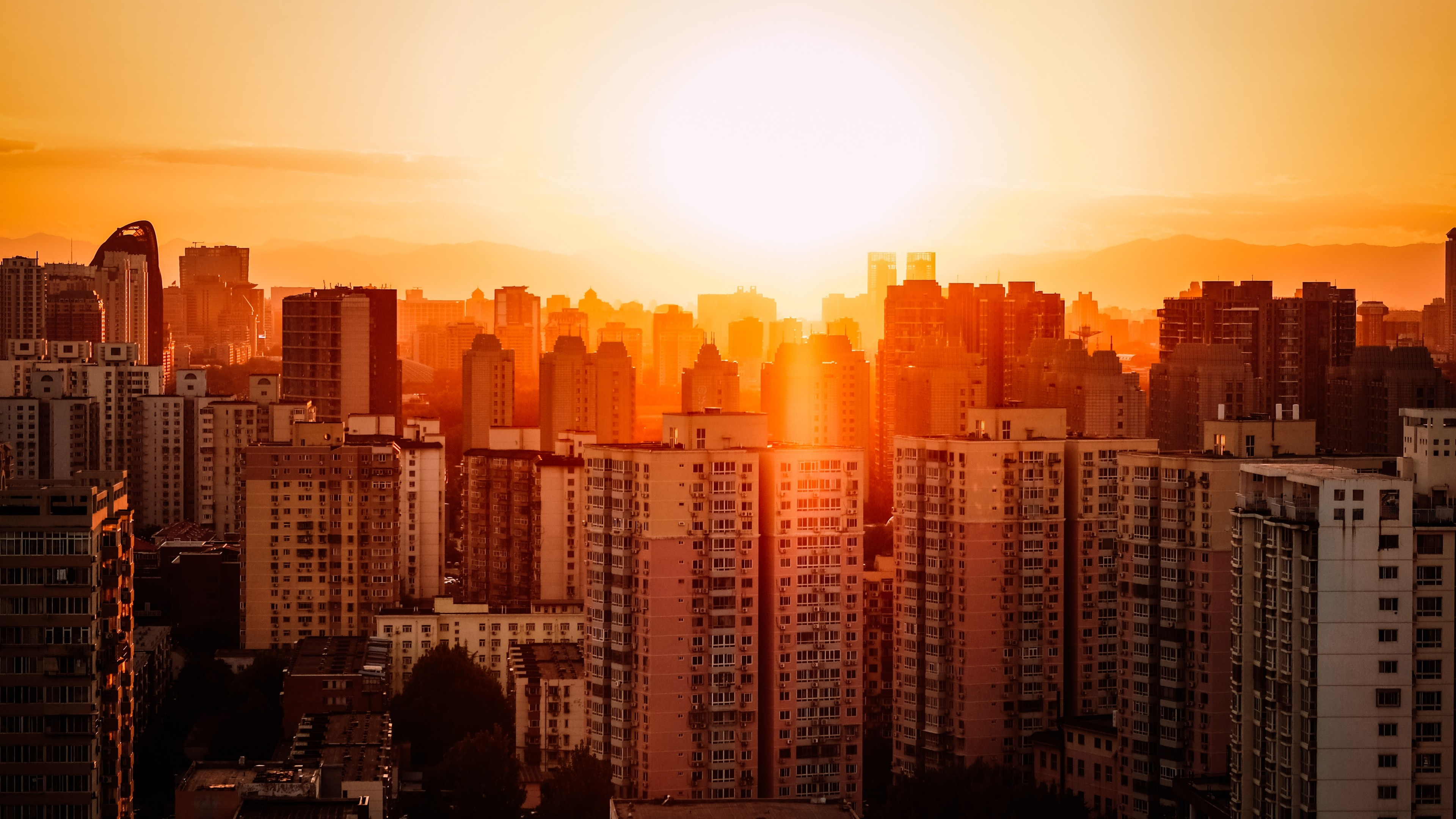 Download 3840x2160 China Beijing, Sunset, Buildings, Sky Wallpaper for UHD TV