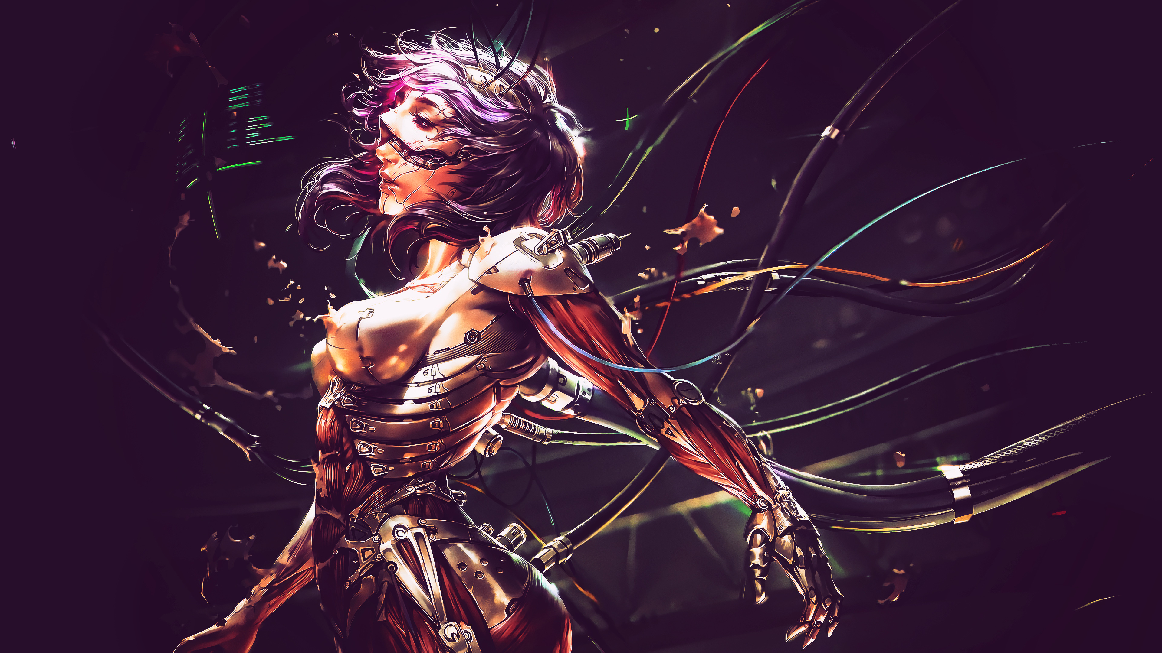 Sci Fi Cyberpunk Cyborg Girl 4K Wallpaper