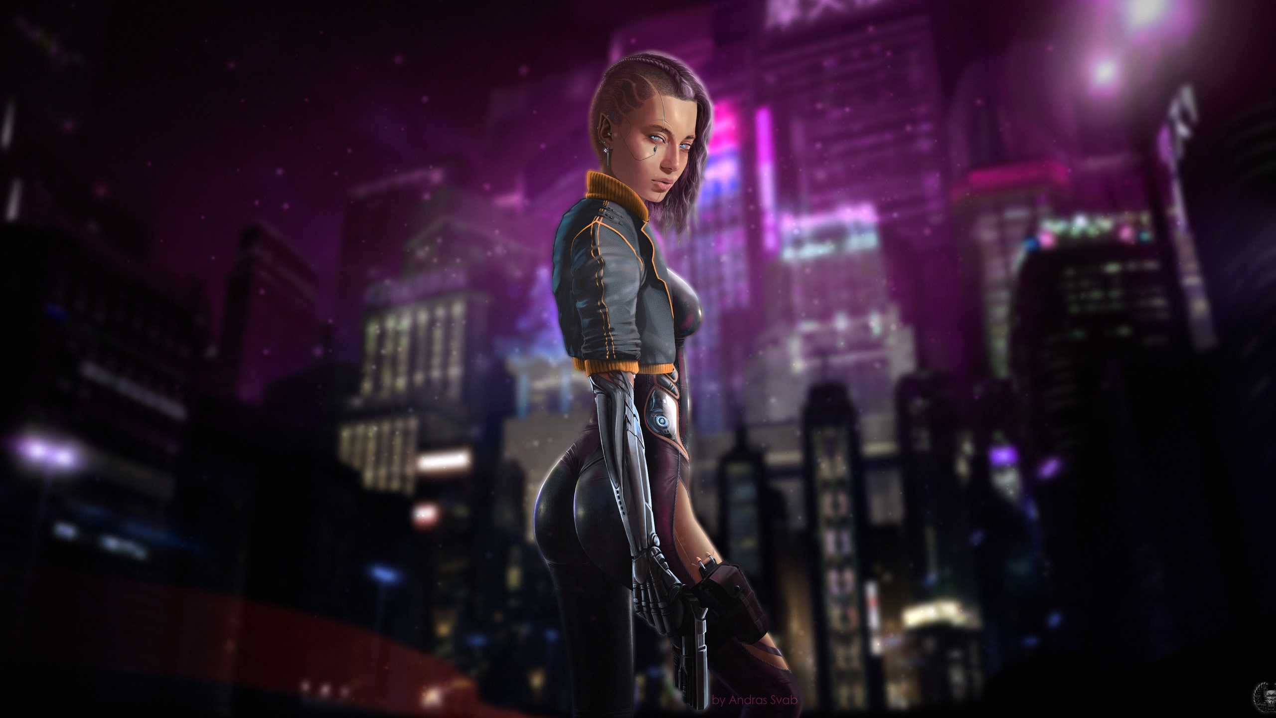 Cyborg Girl Cyberpunk Neon 4k 1440P Resolution HD 4k Wallpaper, Image, Background, Photo and Picture