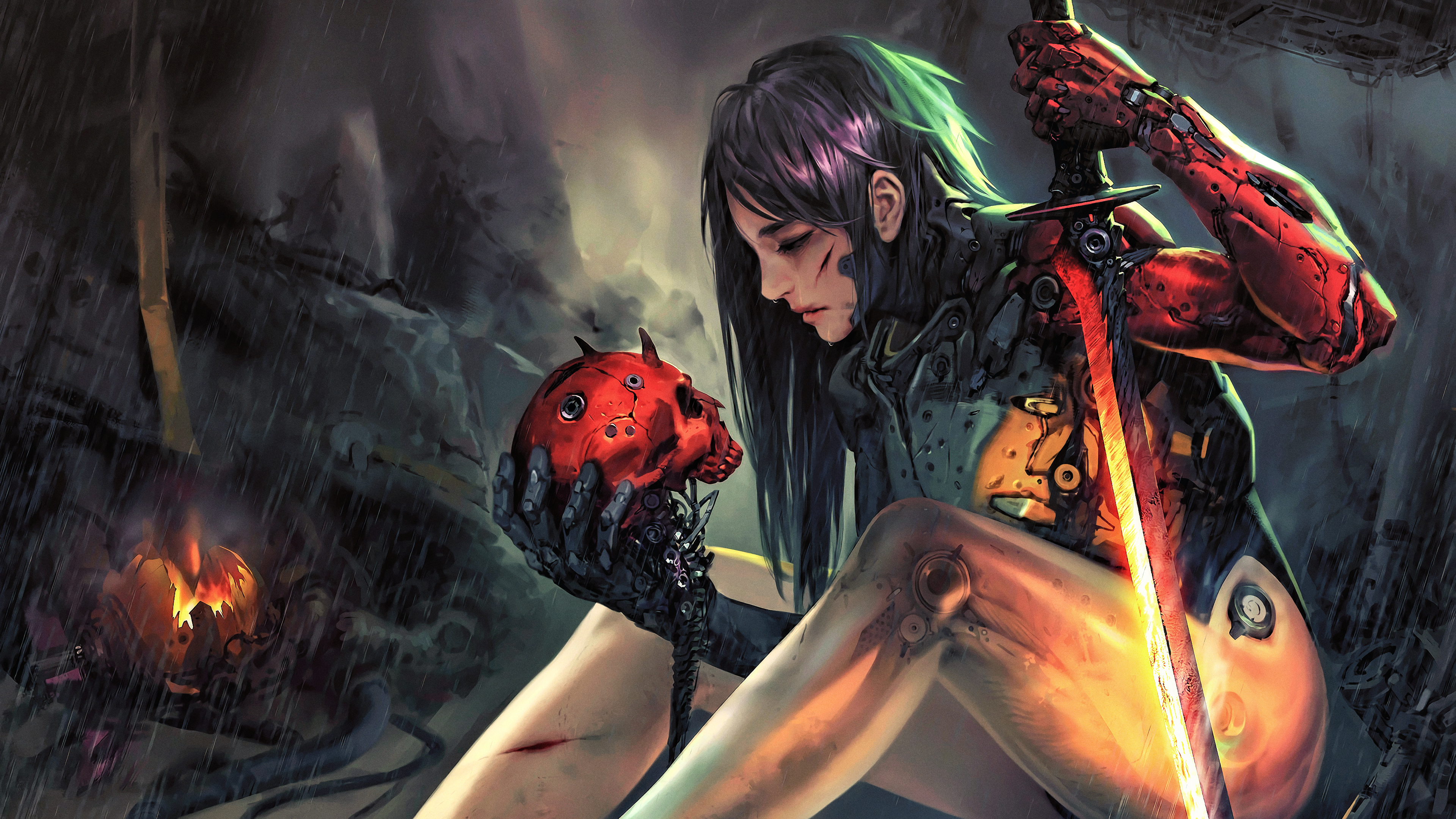 Robot And Girl Wallpaper