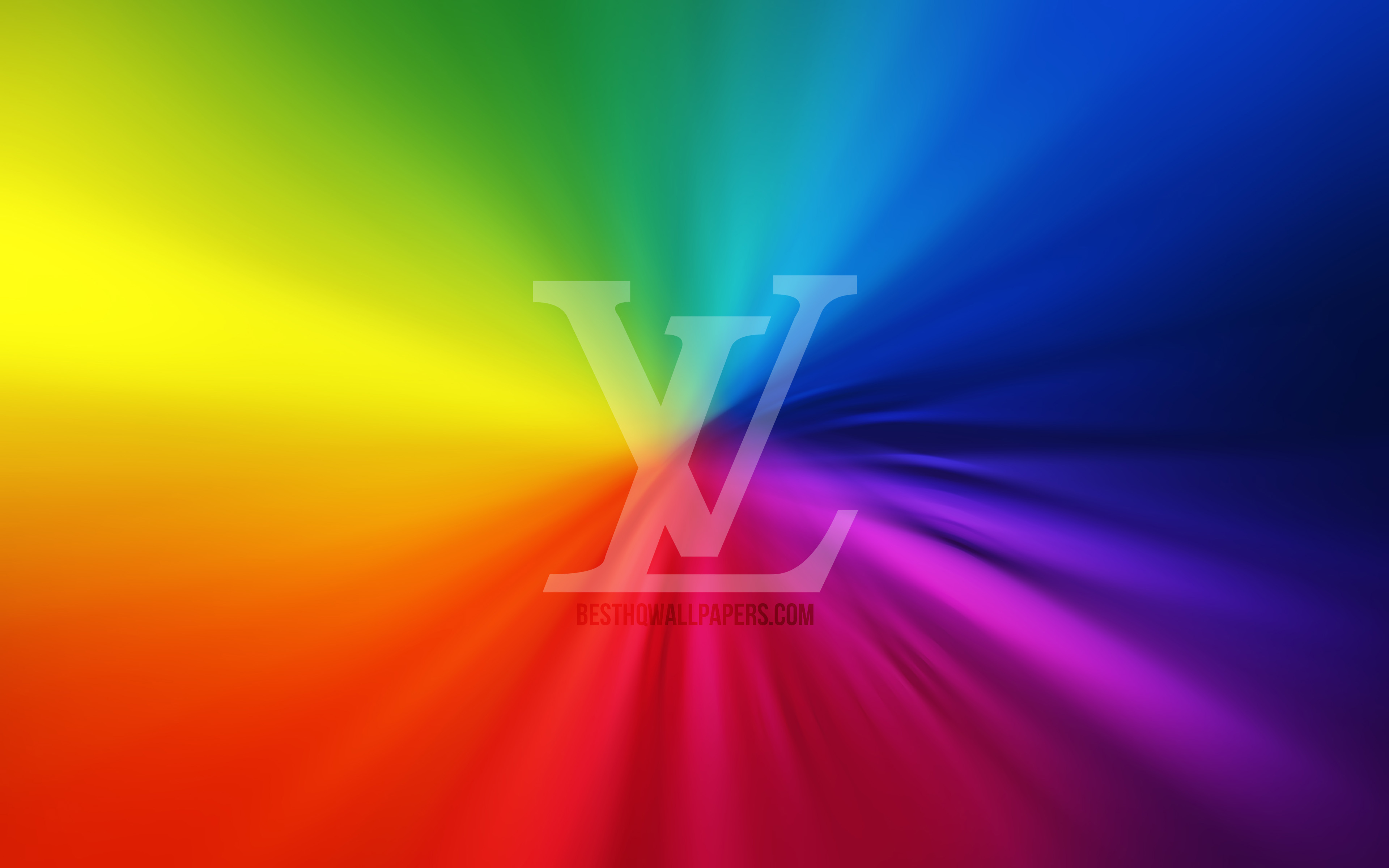 Download Louis Vuitton Print Rainbow On Black Wallpaper