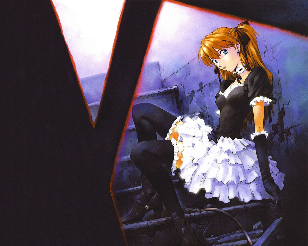 1280x1024 Gothic lolita, Image, Lolita style, Dress, Bows, Redhead, Stairs, Asuka lolita wallpaper JPG