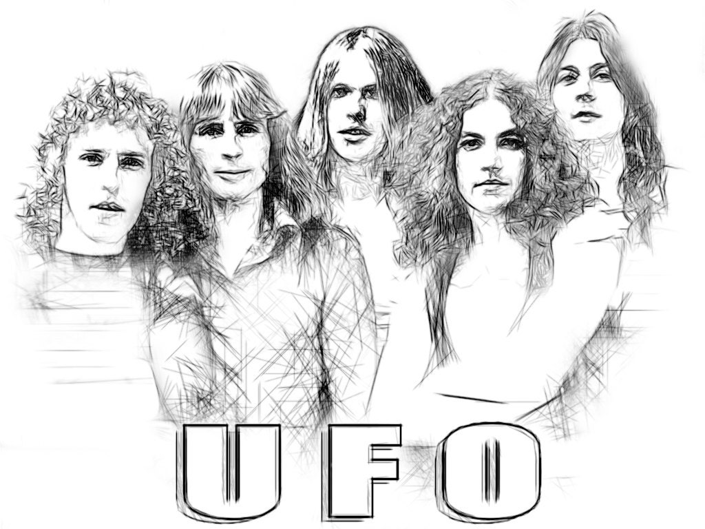UFO Band Drawing T Shirt Michael Schenker Group Pete Way