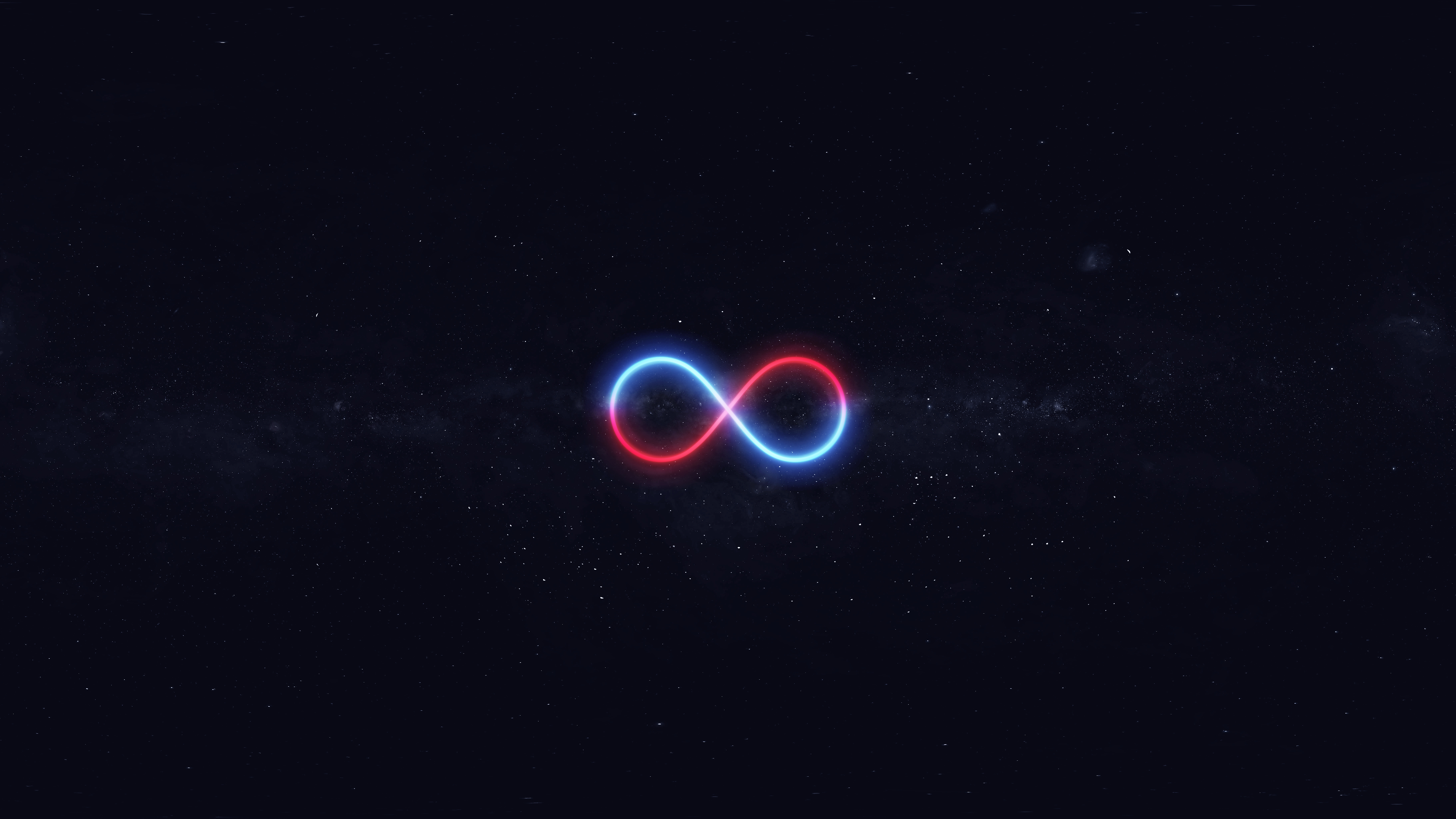 Infinity Wallpaper 4K, Stars, Night sky, Dark background, Illuminated, Black /Dark