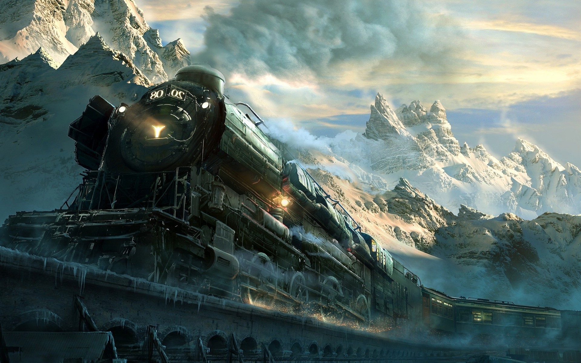 Wallpaper Locomotive mountain Trains driving Smoke