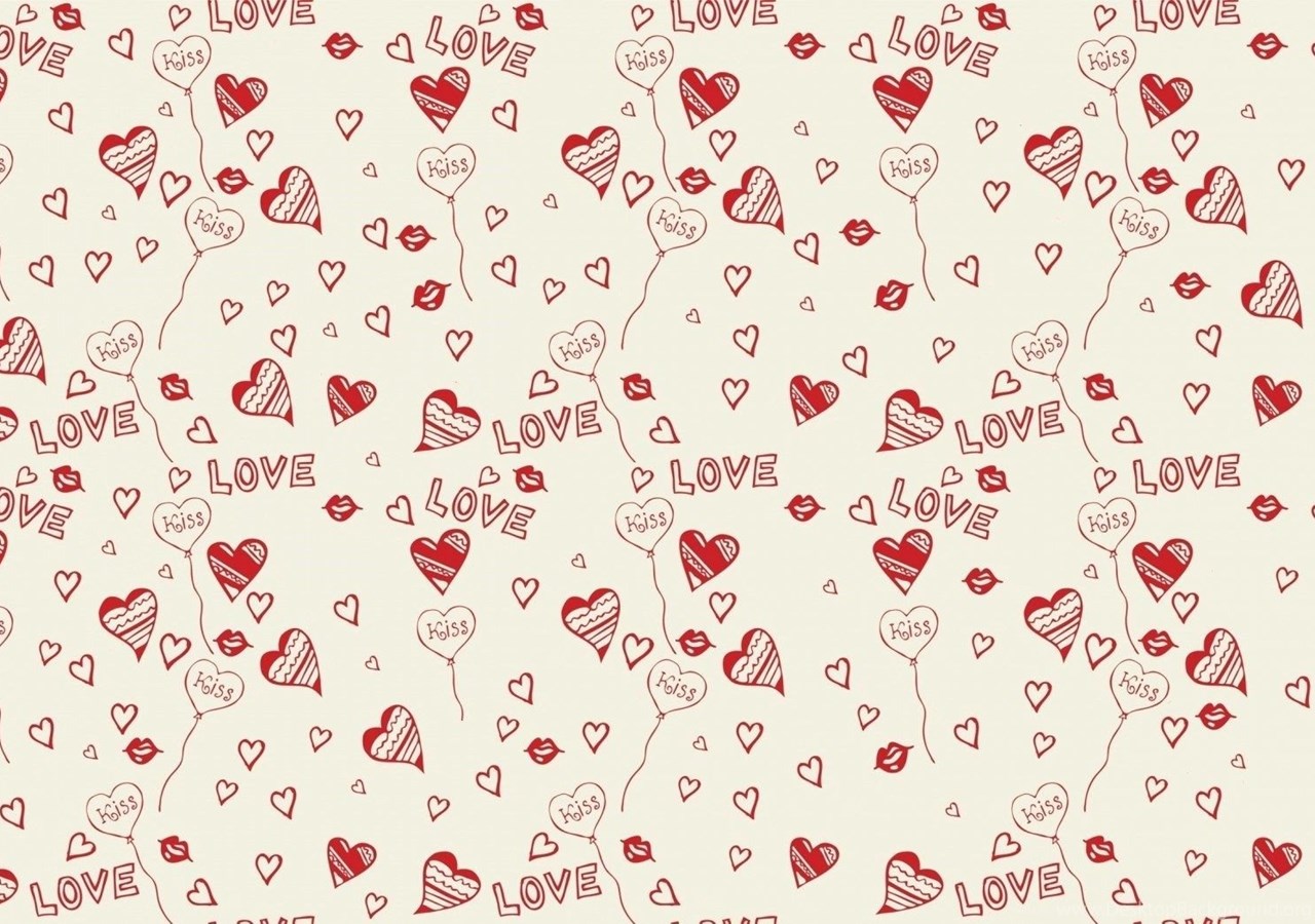 Pattern, Hearts, Kiss, Love, Lips, Art, Vector, Background, Wallpaper Desktop Background