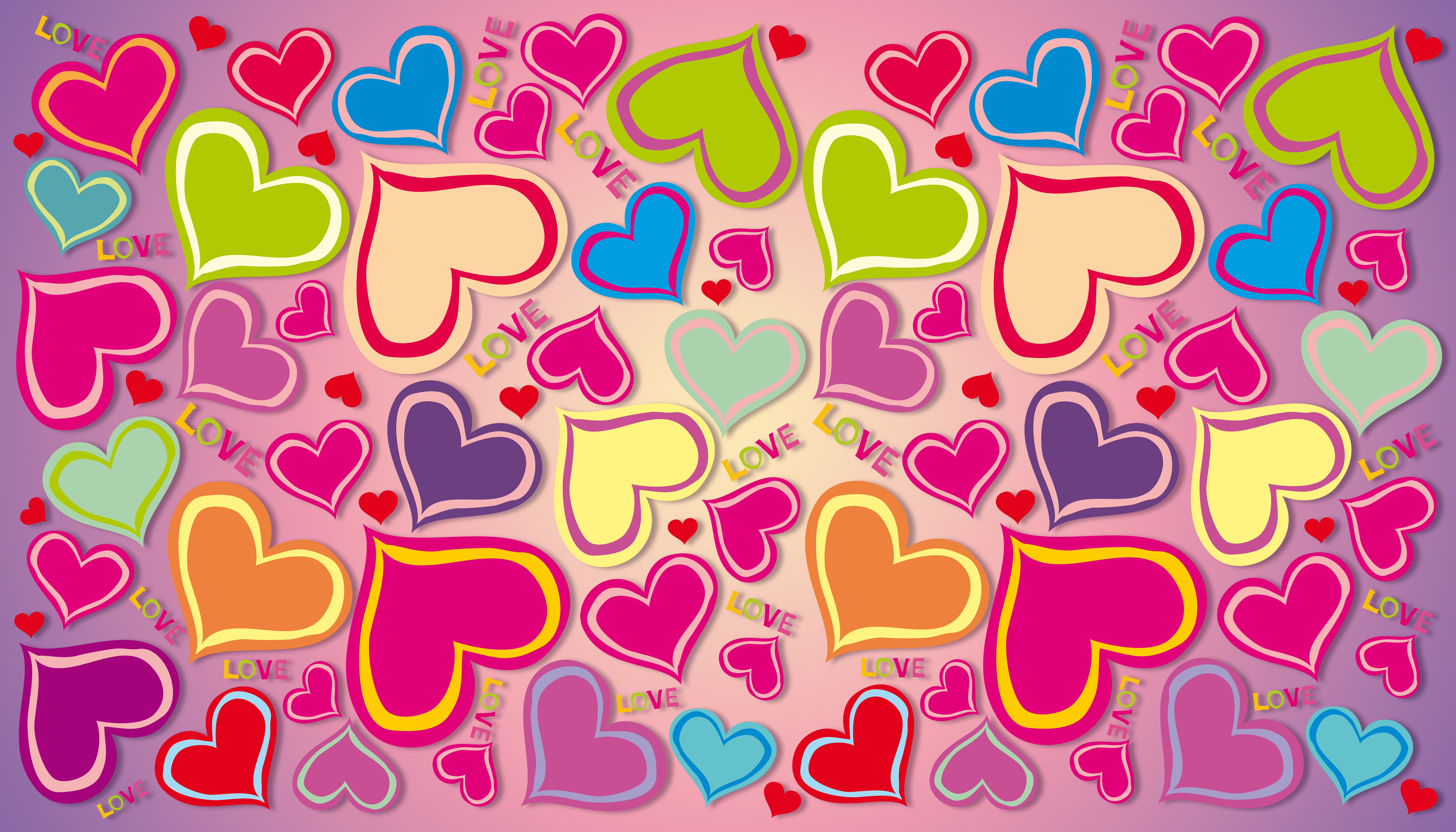 Wallpaper, illustration, love, heart, text, pattern, circle, Toy, pink, ART, design, font 7000x4000