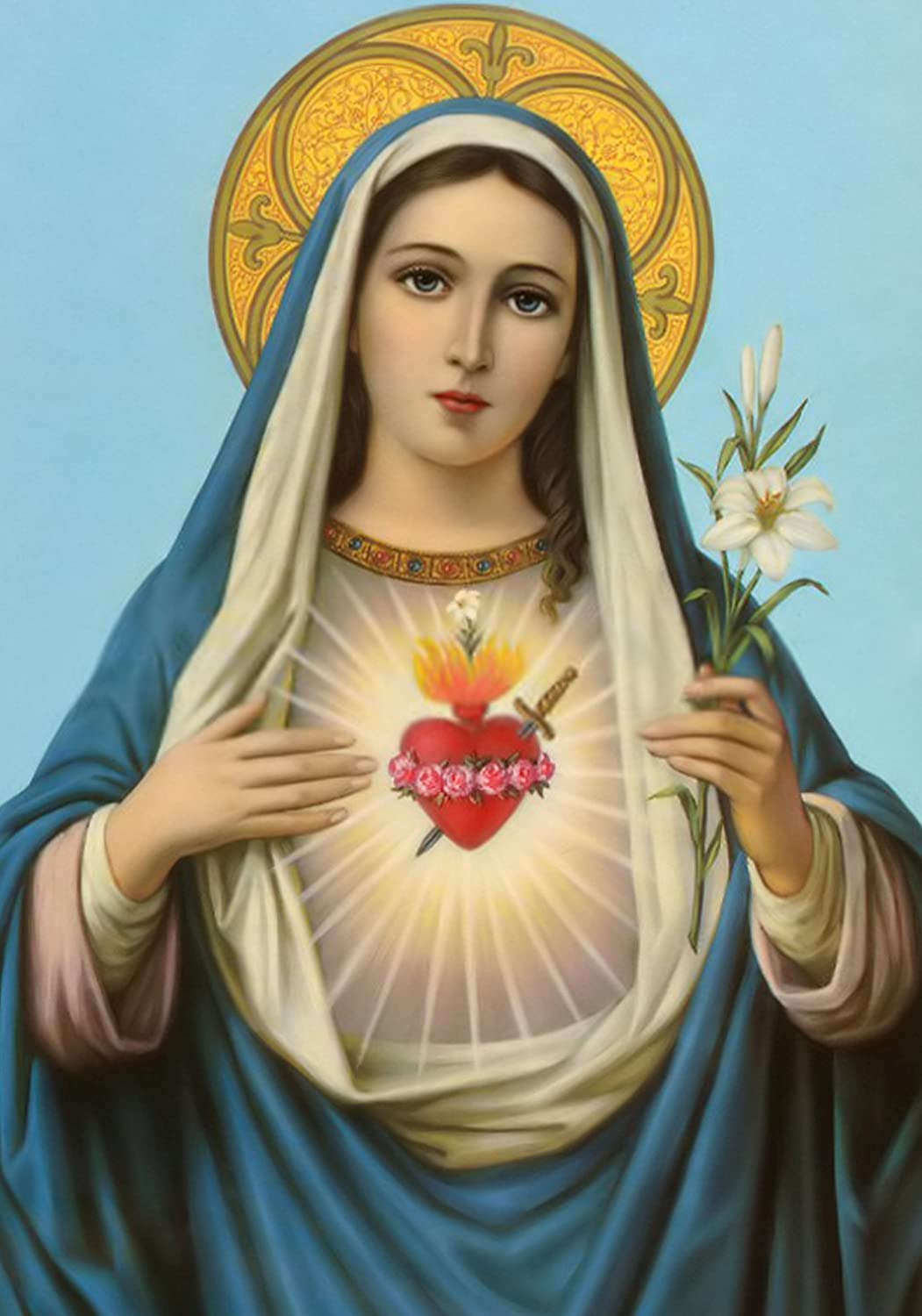 Immaculate Heart Of Mary POSTER Print A4 A3 Holy Virgin Mary Image Blessed Mother Picture Catholic Religious Wall Art, Handmade Products