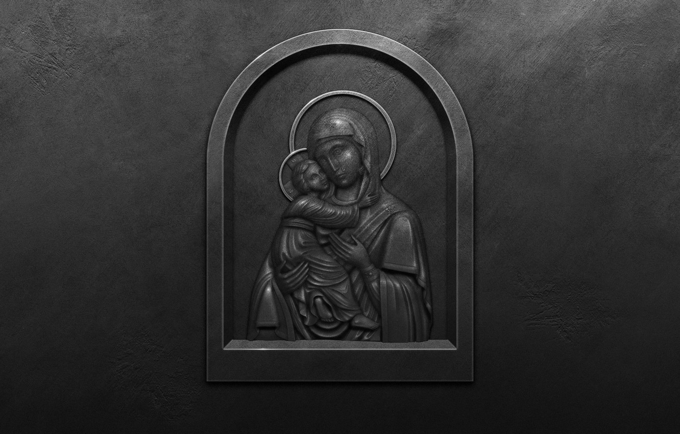 Wallpaper metal, wall, image, tear, icon, Virgin, The Image Of The Blessed Virgin Mary image for desktop, section разное