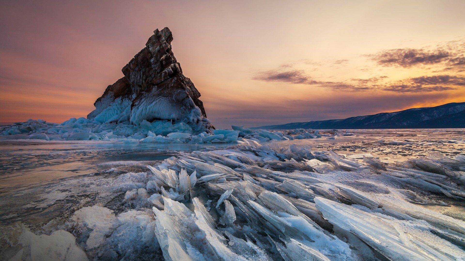 Download 1920x1080 Russia, Siberia, Ice, Frozen Water, Rocks Wallpaper for Widescreen