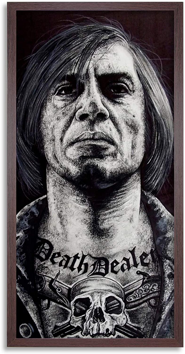 Wee Blue Coo Anton Chigurh Tattoo Wayne Maguire Inked Ikons Long Panel Framed Wall Art Print, Home & Kitchen