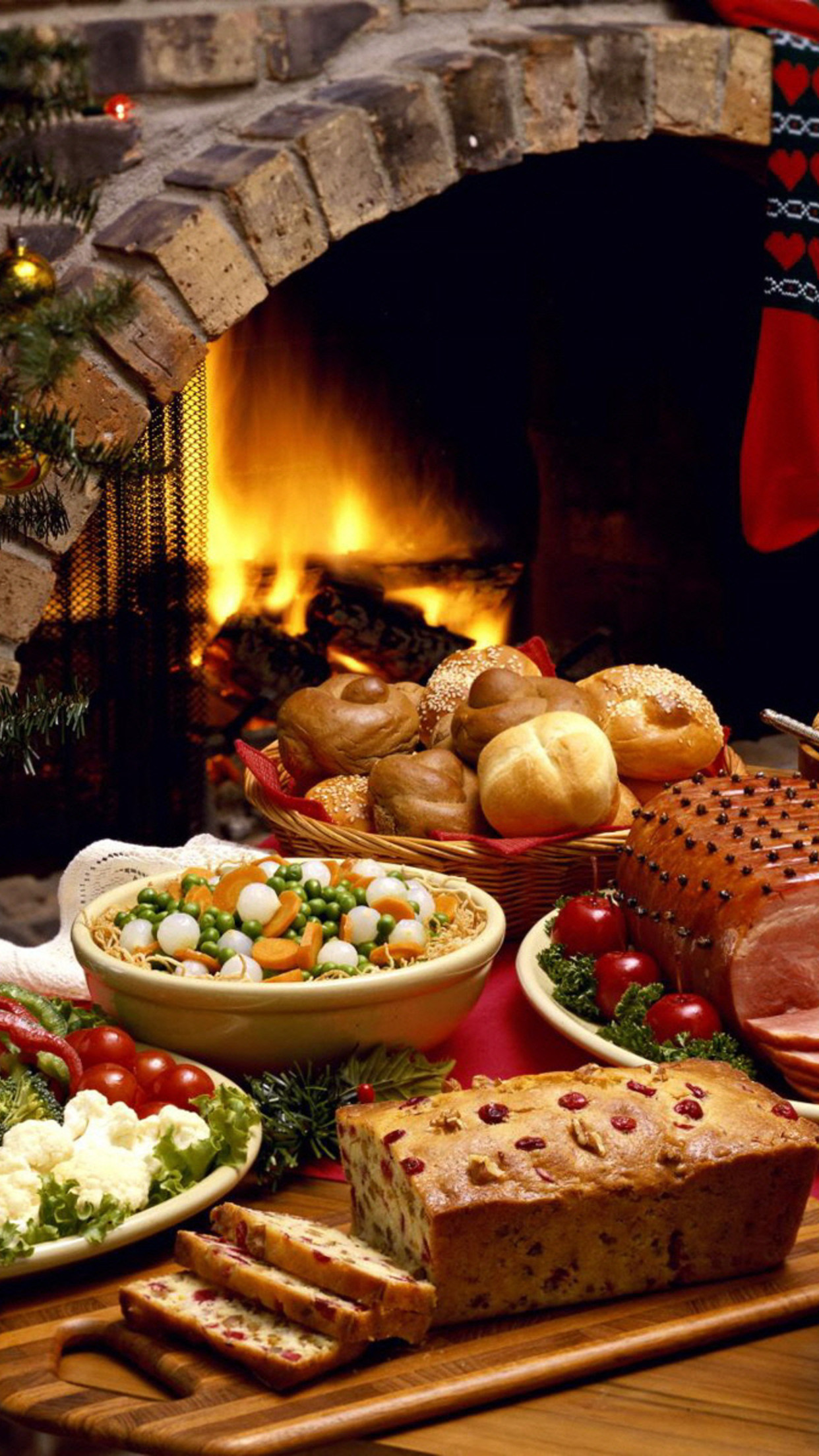 Food Fireplace Wallpaper for iPhone Pro Max, X, 6