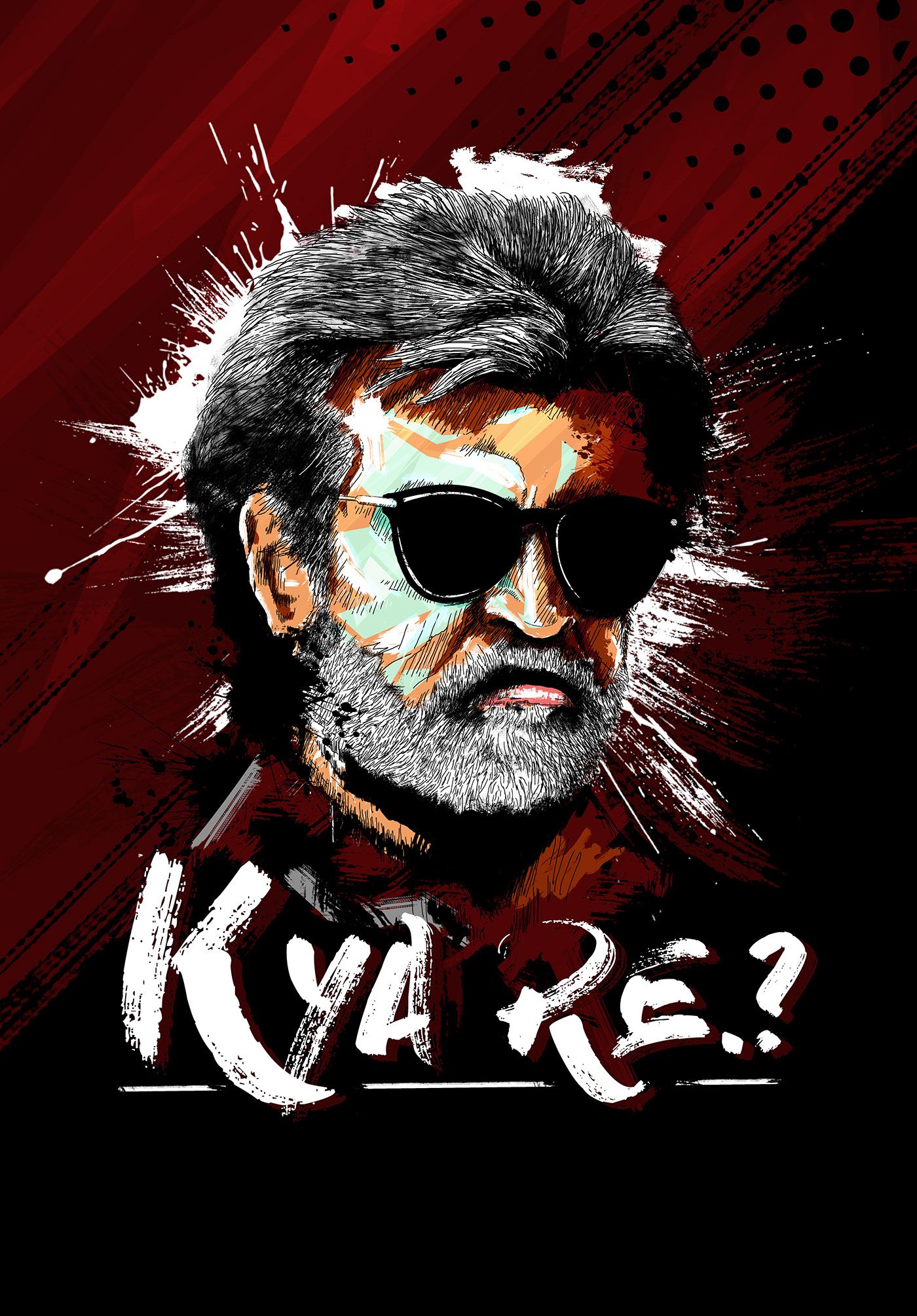 Check out my project: “Rajinikanth digital art” /galle. Movie posters minimalist, Actors illustration, Art painting image