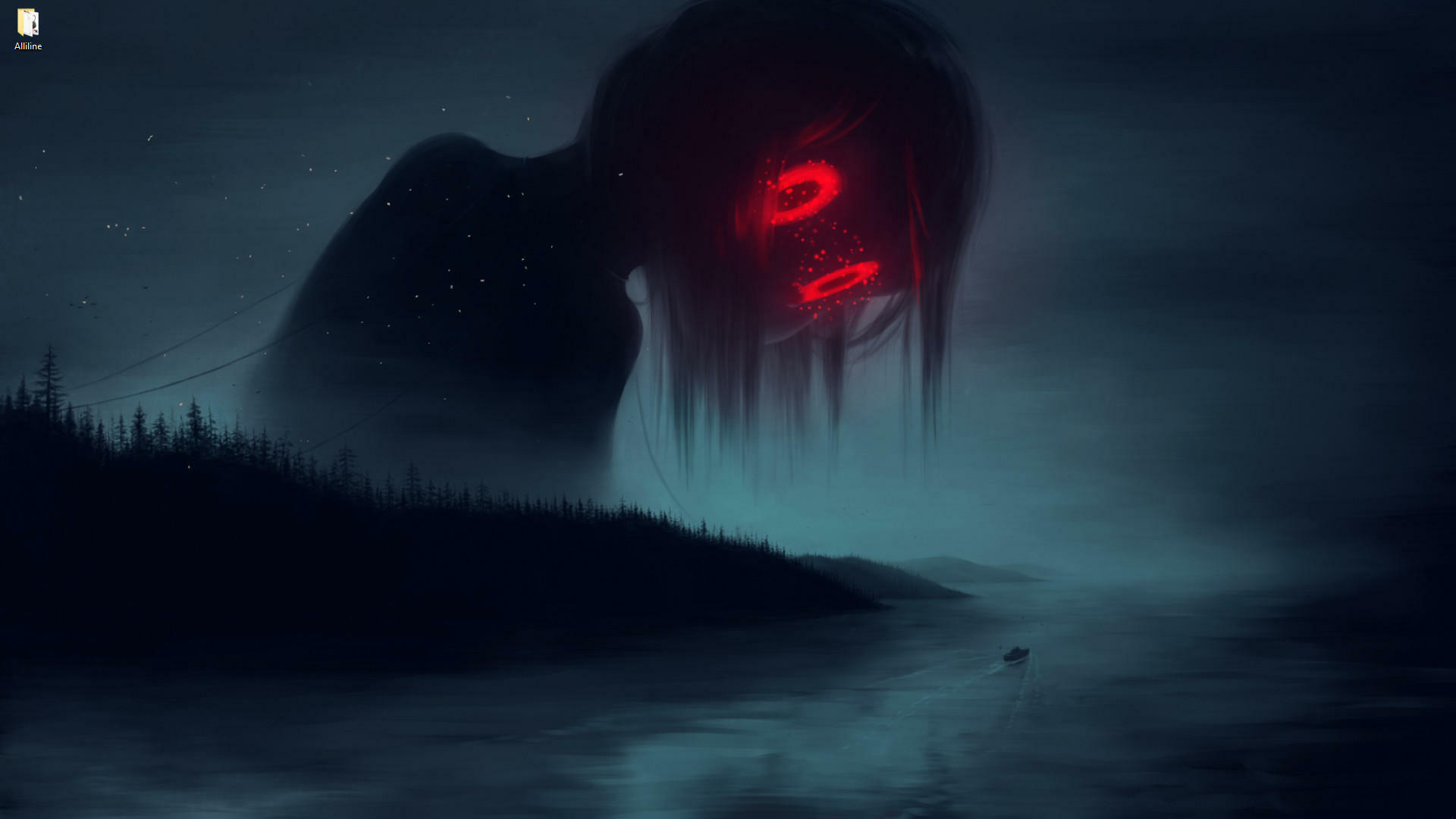 Red Eyed Monster Girl Looks Down On The Boat Live Wallpaper [DOWNLOAD FREE]