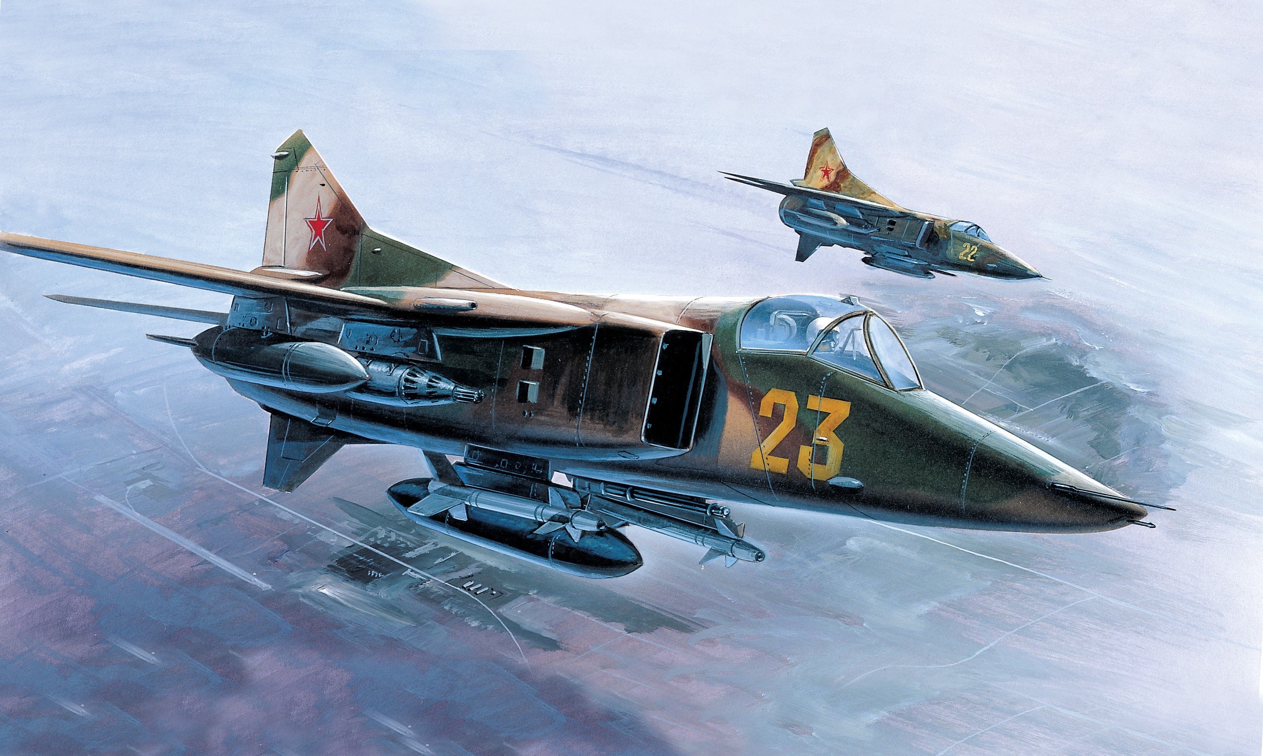 Wallpaper / Aircraft, Military, Military Aircraft, Vehicle, Artwork, MiG MiG 27