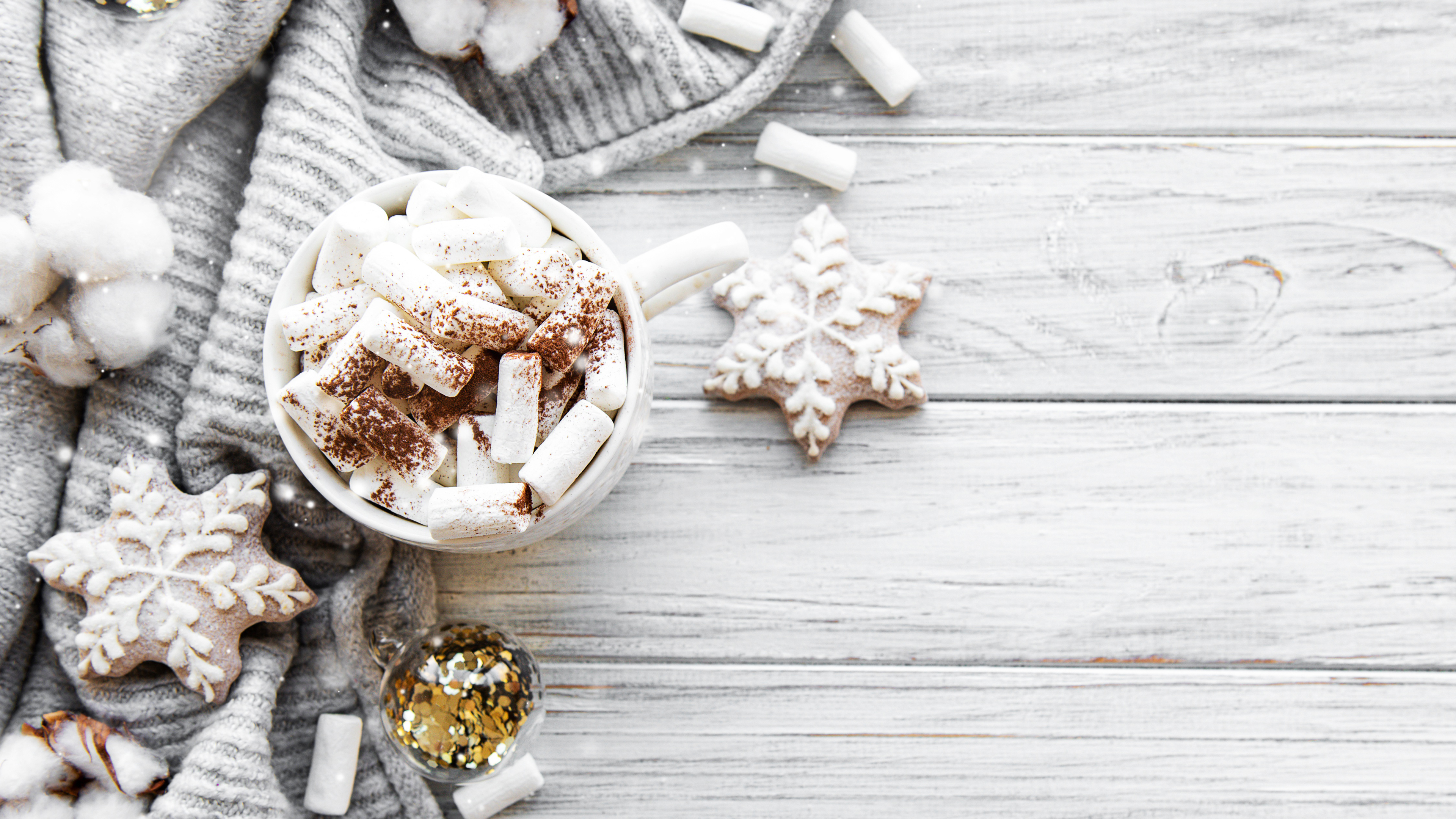 Cookie Hot Chocolate Marshmallow 4K HD Food Wallpaper