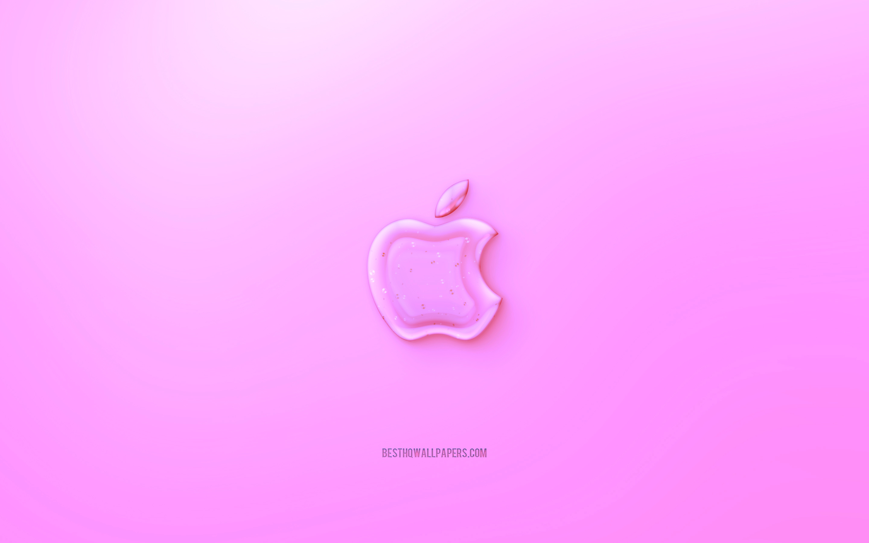 Download wallpaper Apple 3D logo, Pink background, Pink Apple jelly logo, Apple emblem, creative 3D art, Apple for desktop with resolution 2880x1800. High Quality HD picture wallpaper