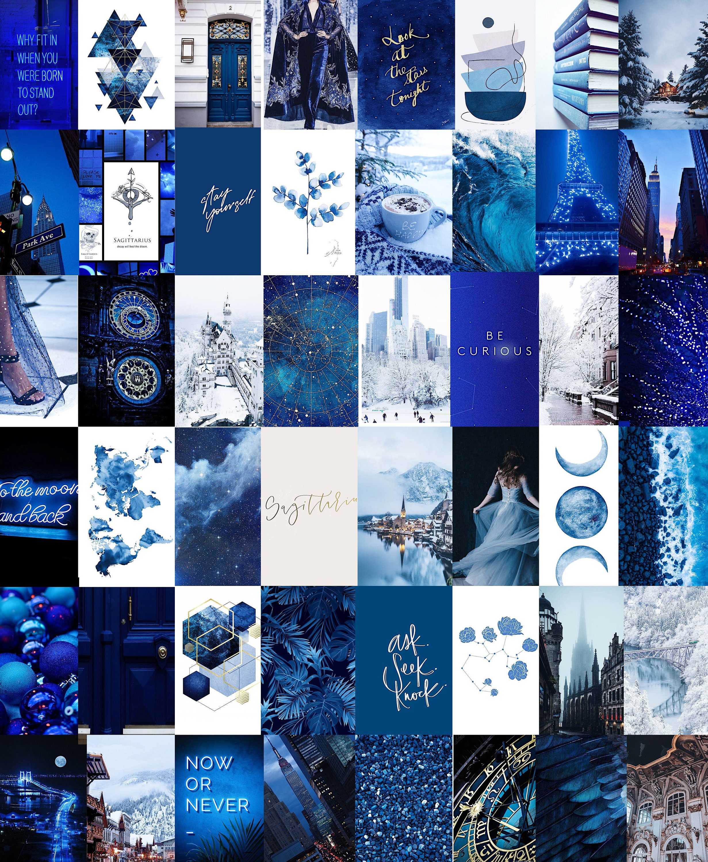 Photo Wall Collage Kit SAGITTARIUS Navy Blue Aesthetic set