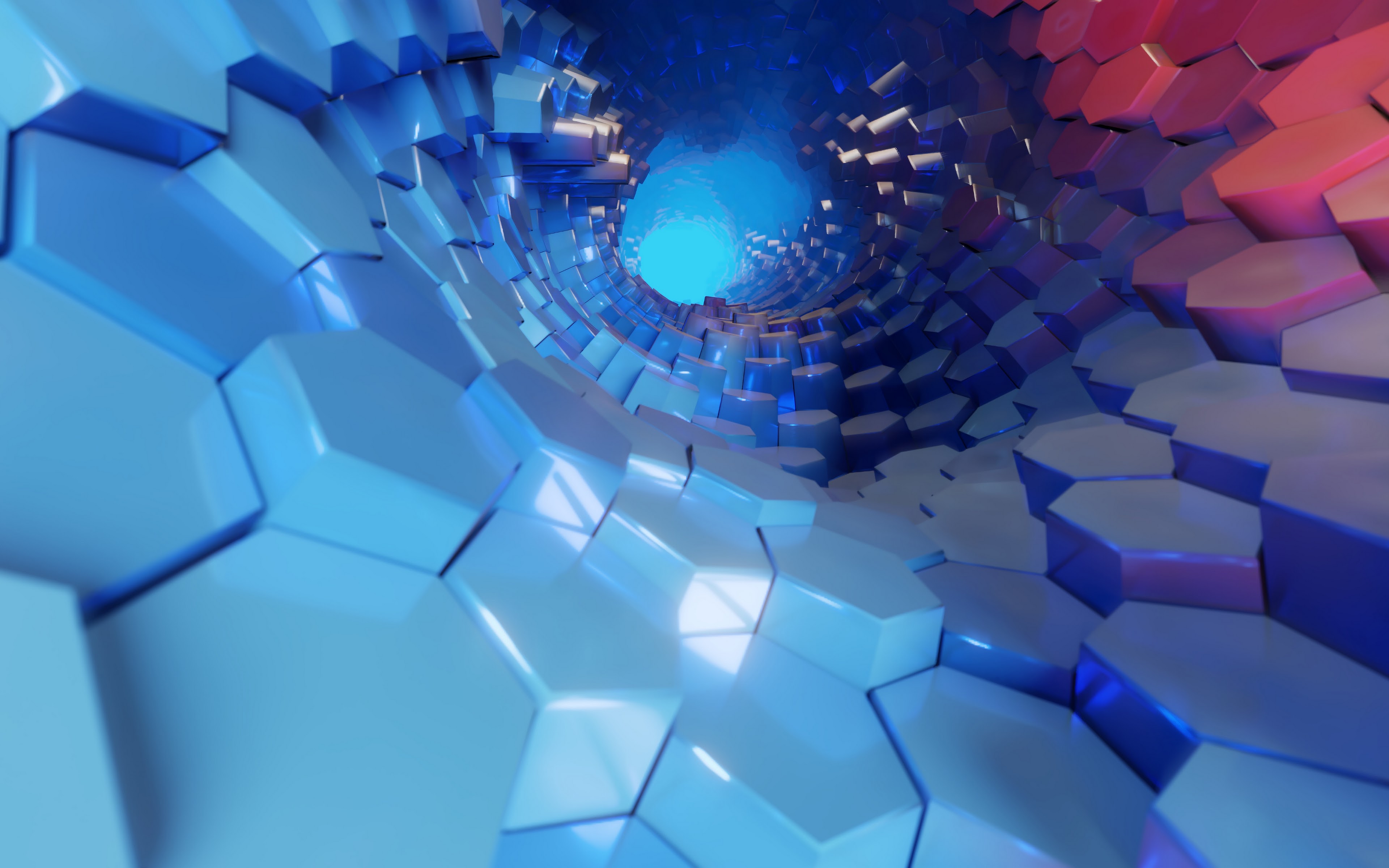 Hexagon 3D Blue Abstract 4K Wallpaper