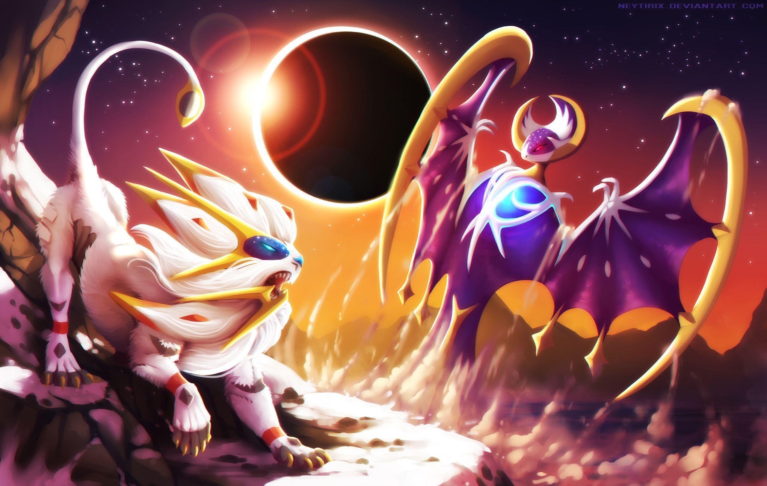 Pokemon Sun and Moon - Solgaleo and Lunala by le-monde-de-k-rosene