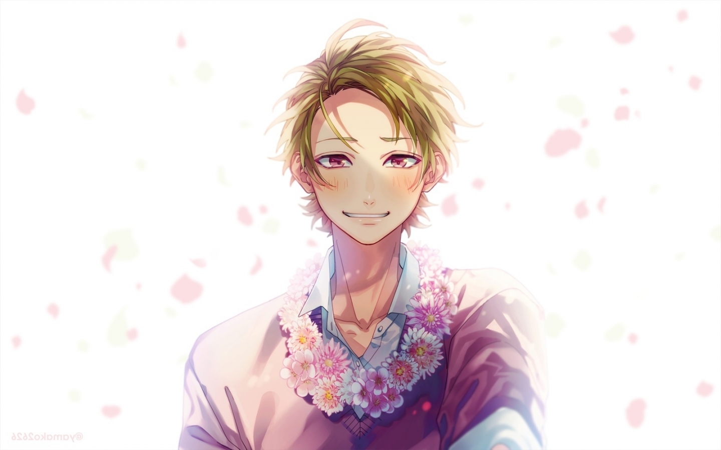 Wallpaper Smiling, Zutto Mae Kara Suki Deshita, Petals, Serizawa Haruki, Flowers, Blonde:1600x1000