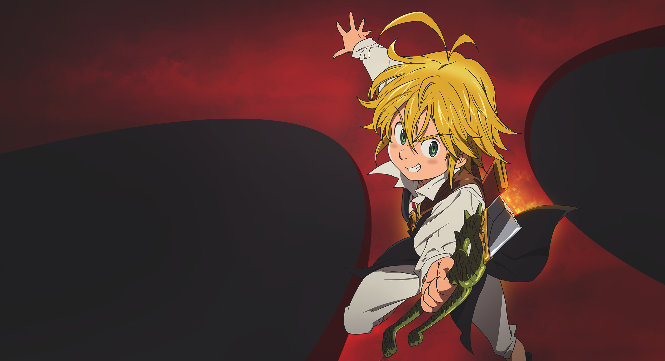 Wallpaper, Nanatsu no Taizai, meliodas, simple, minimalism, vector 2650x1440