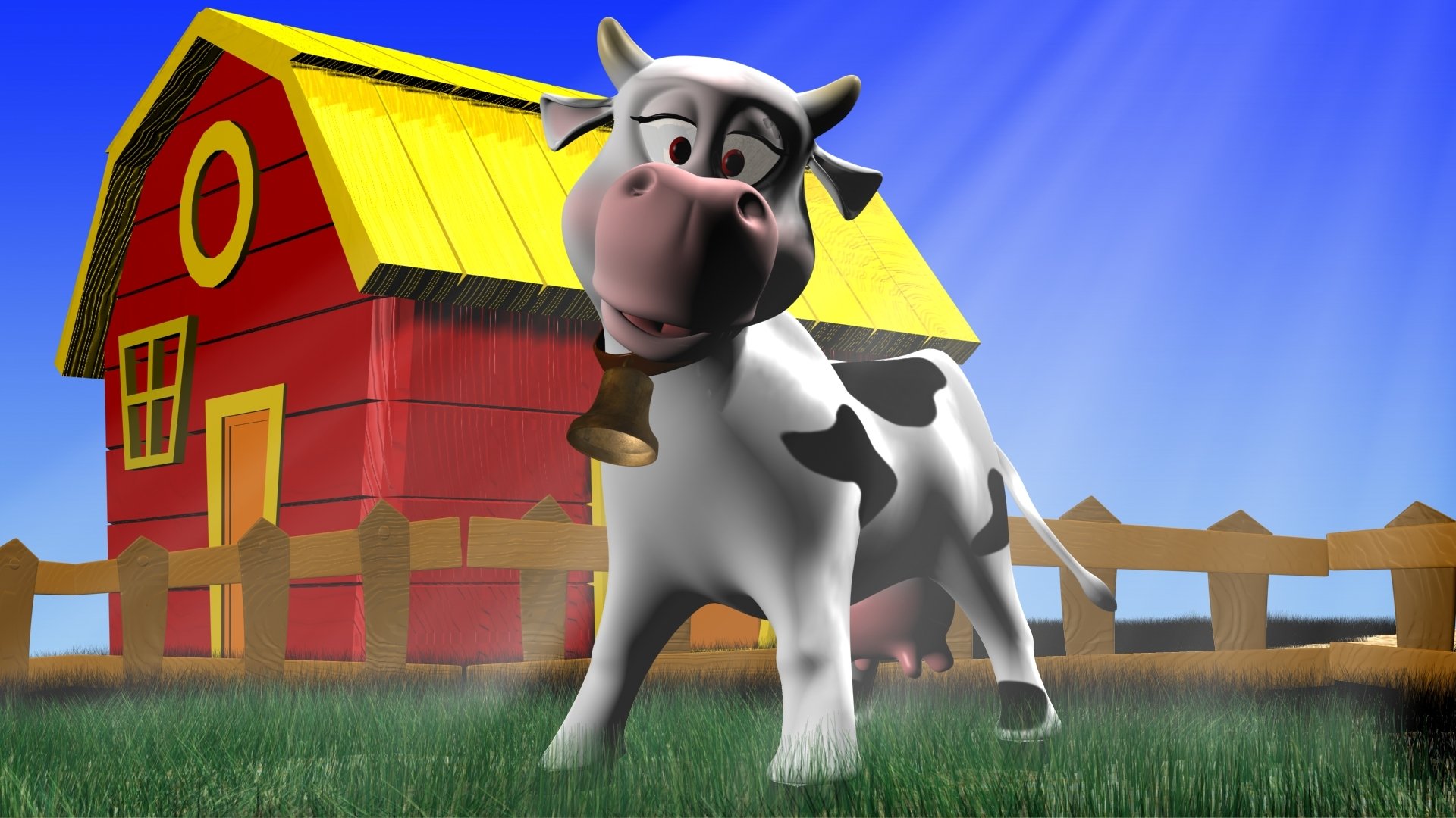Cartoon Cow 3D HD Wallpaper