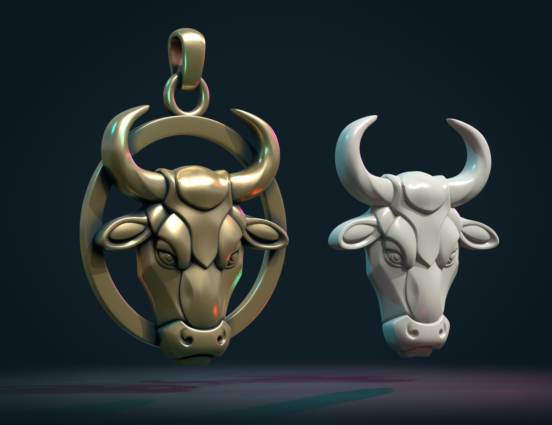 Bull Head Bas Relief Print Ready 3D Model